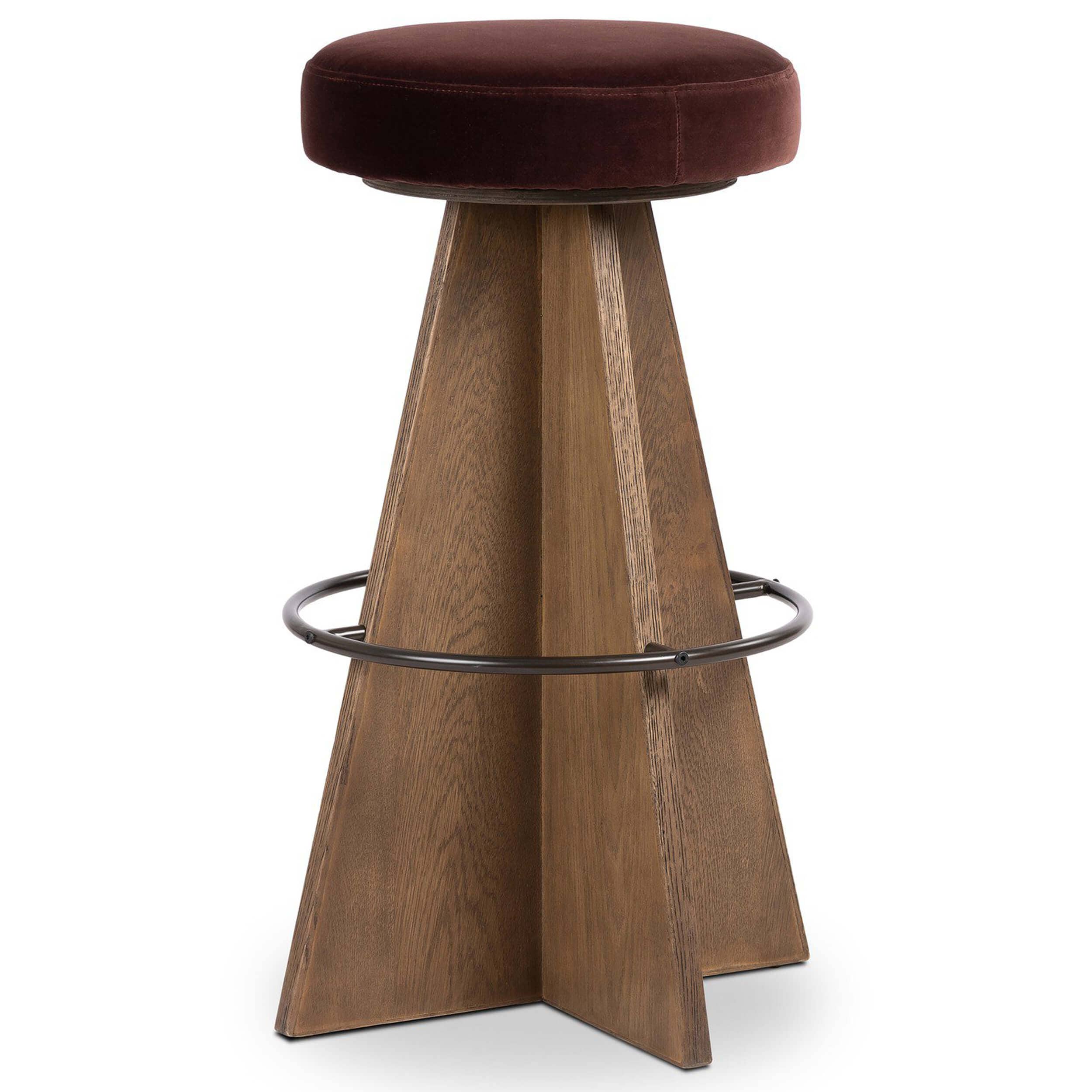 Damon Swivel Bar & Counter Stool, Surrey Plum by Four Hands - Image 2