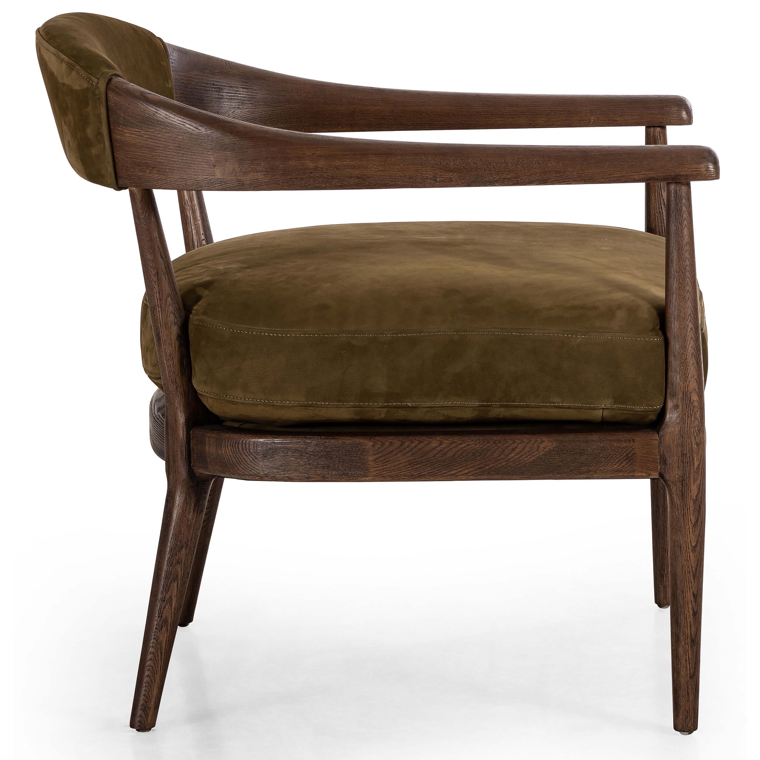 Dane Leather Chair, Cottswald Moss by Four Hands - Image 2
