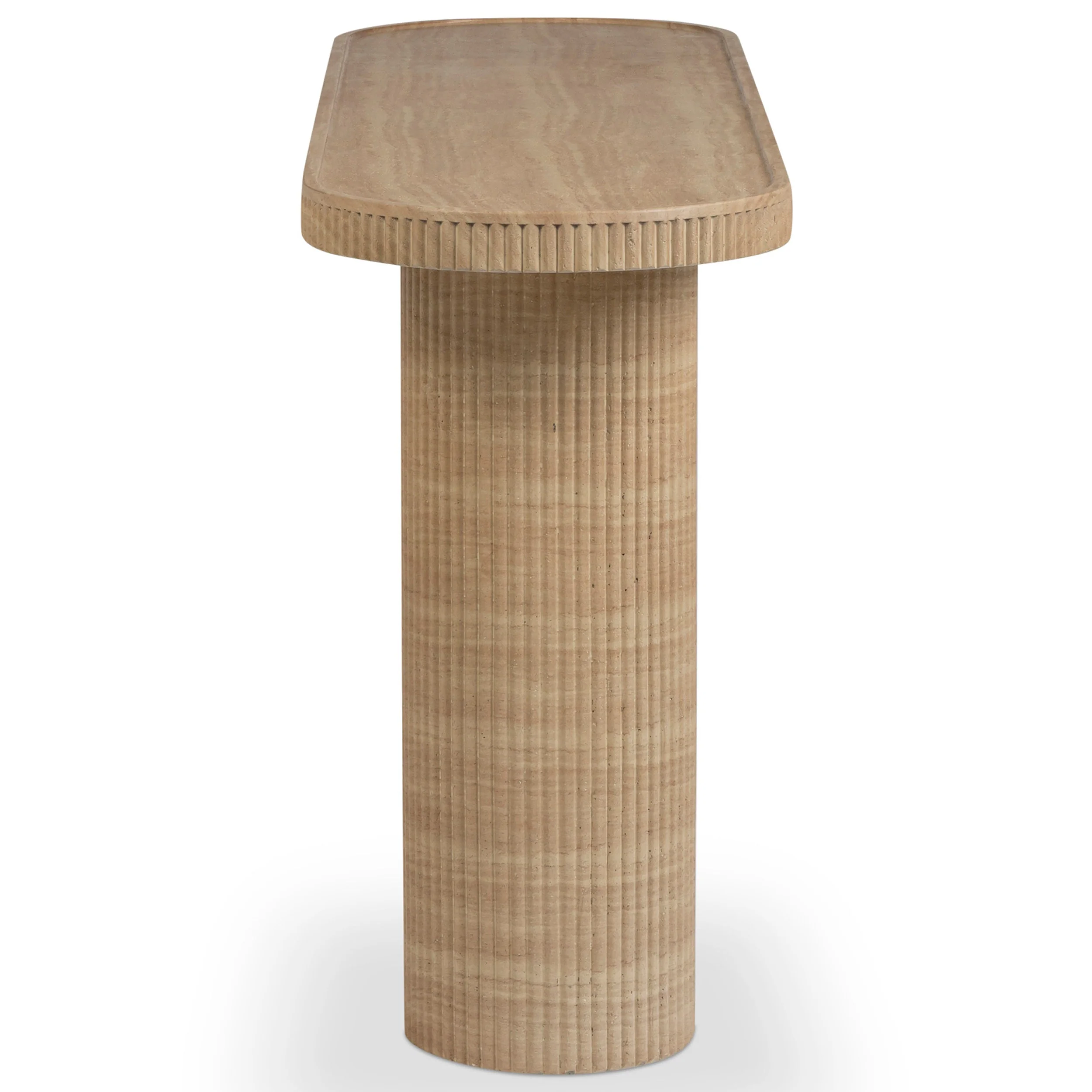 Darcy Console Table, Faux Travertine - Image 3