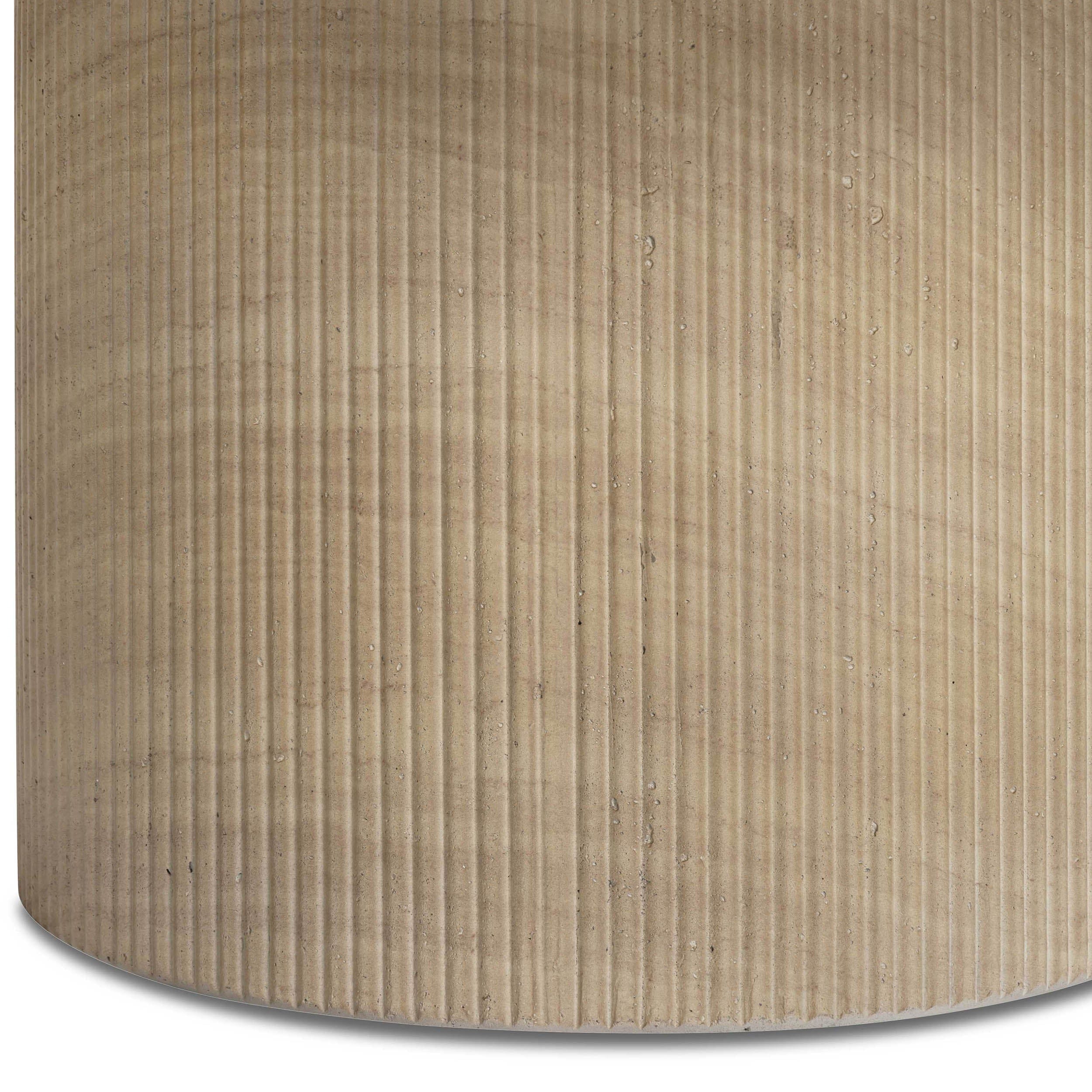 Darcy Outdoor Round Coffee Table, Travertine - Image 4