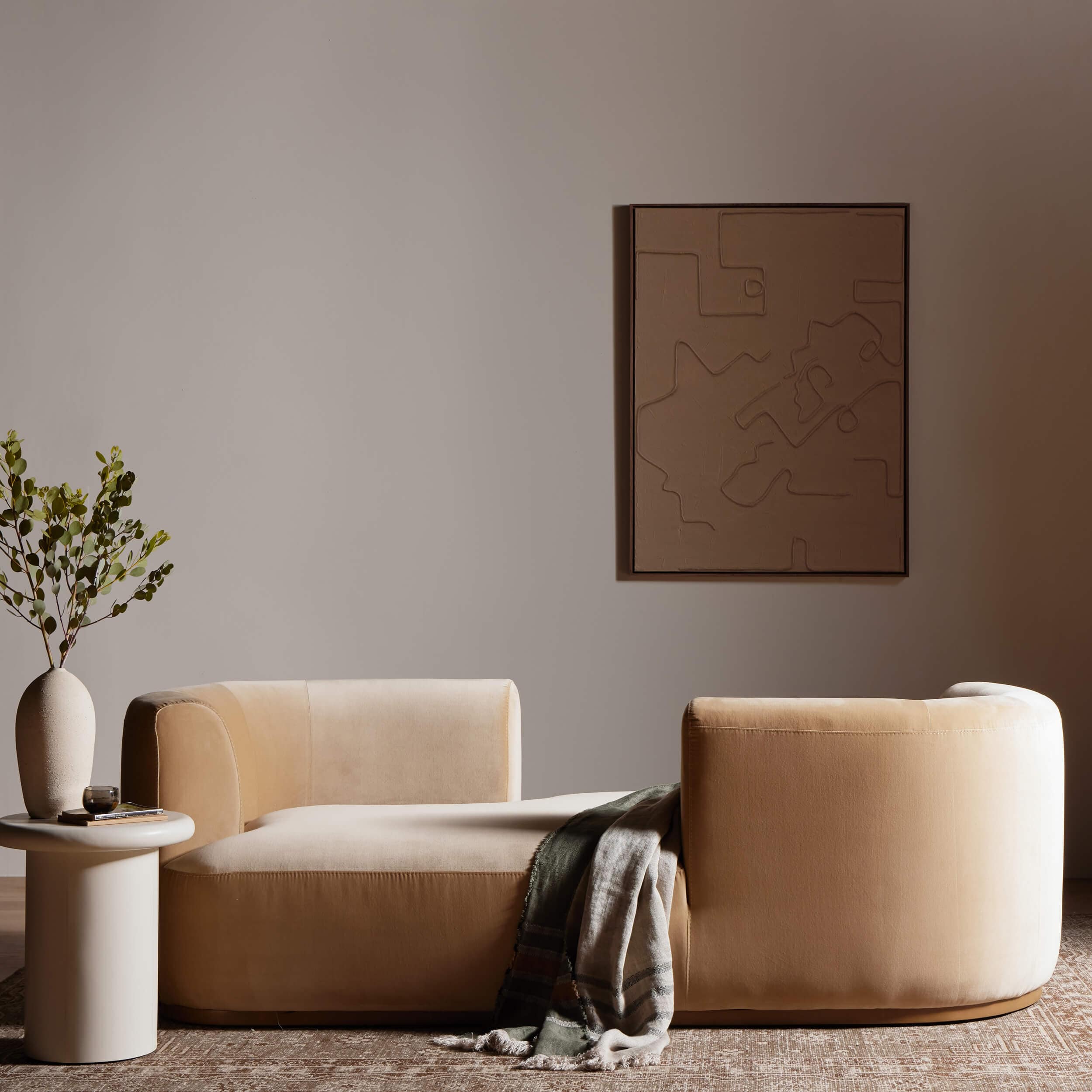 Deandra Tete a Tete Chaise, Surrey Camel by Four Hands - Image 6
