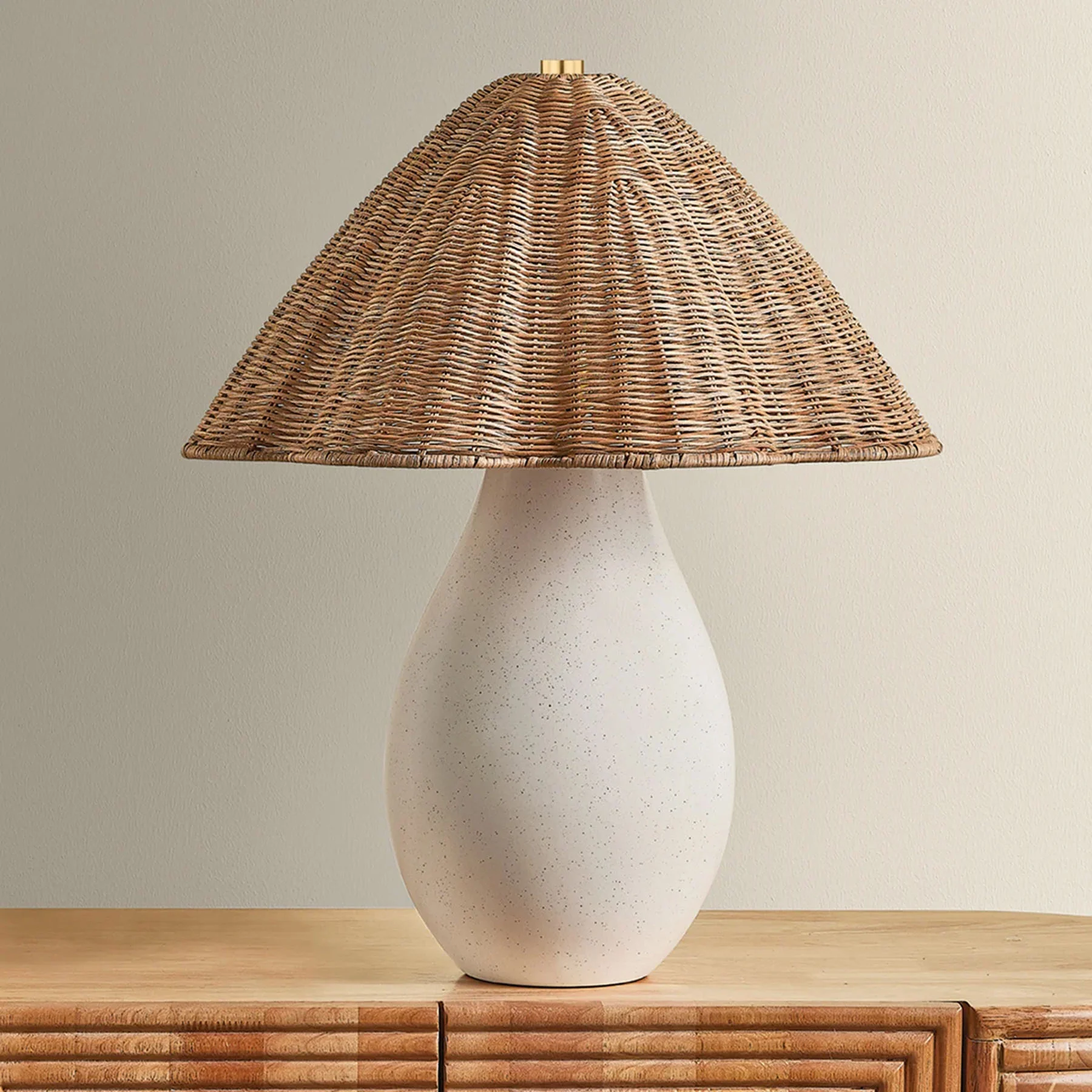 Deanne Table Lamp, Aged Brass/Ceramic Creamy Oat - Image 2