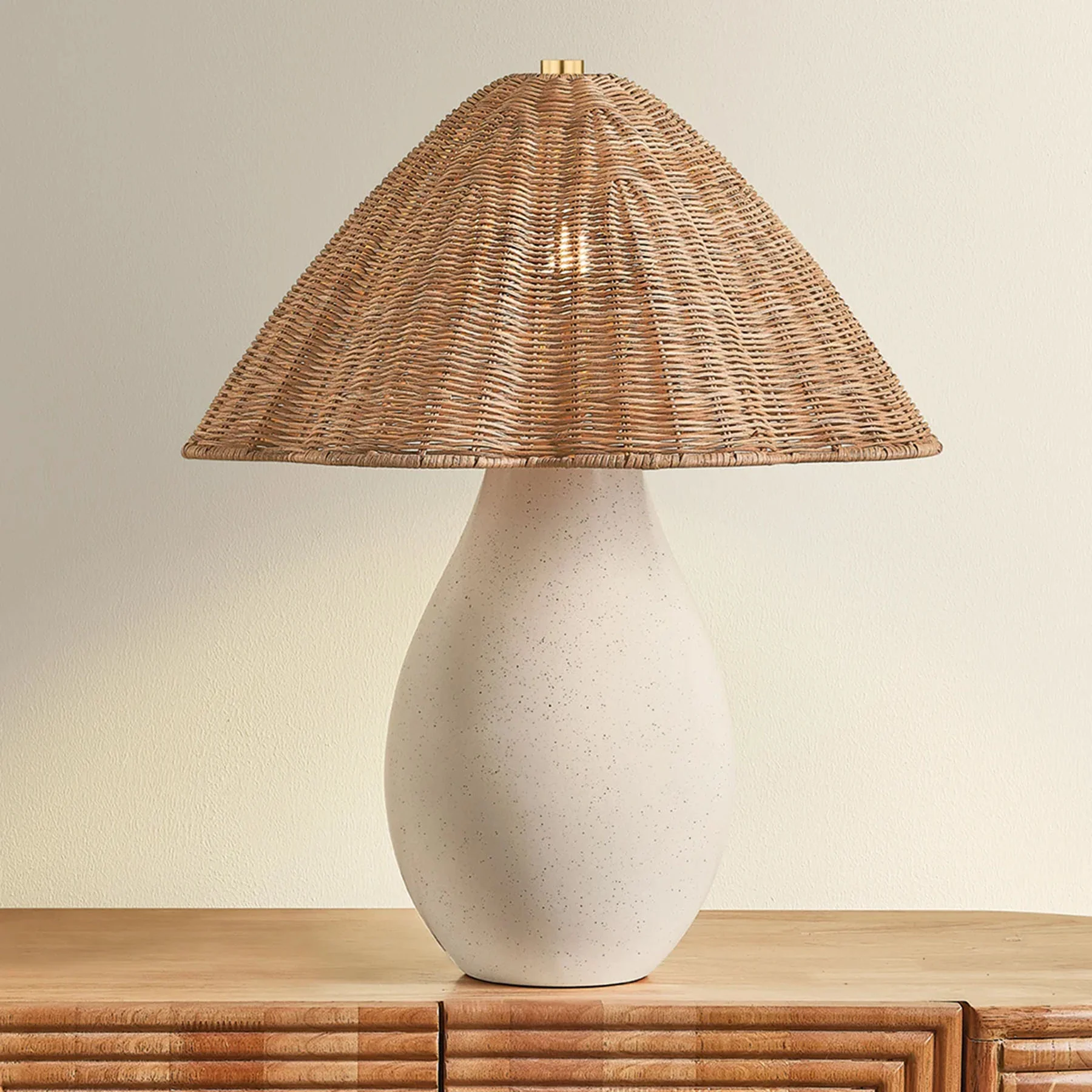 Deanne Table Lamp, Aged Brass/Ceramic Creamy Oat - Image 3