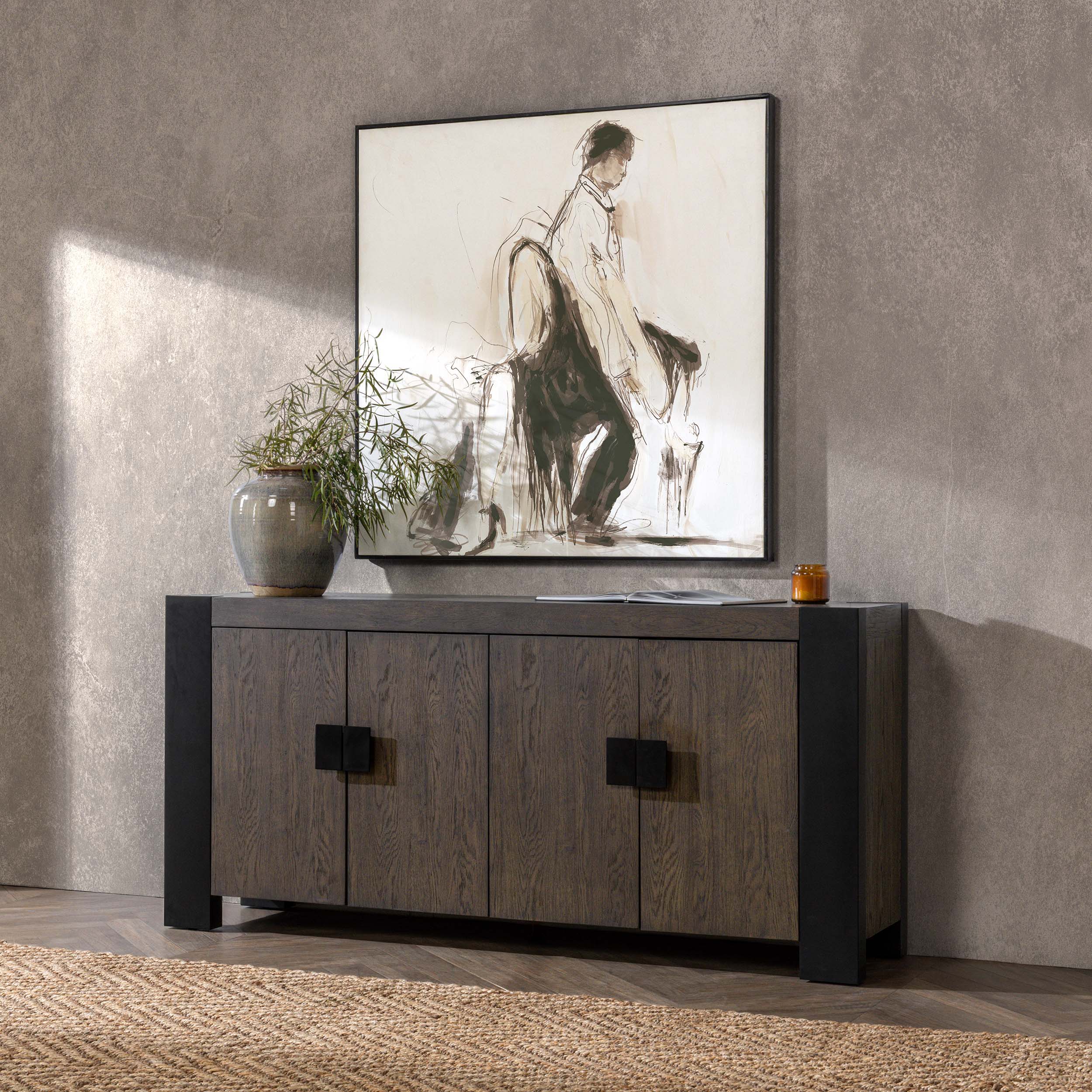 Deaven 4 Door Buffet, Toasted Brown - Image 5