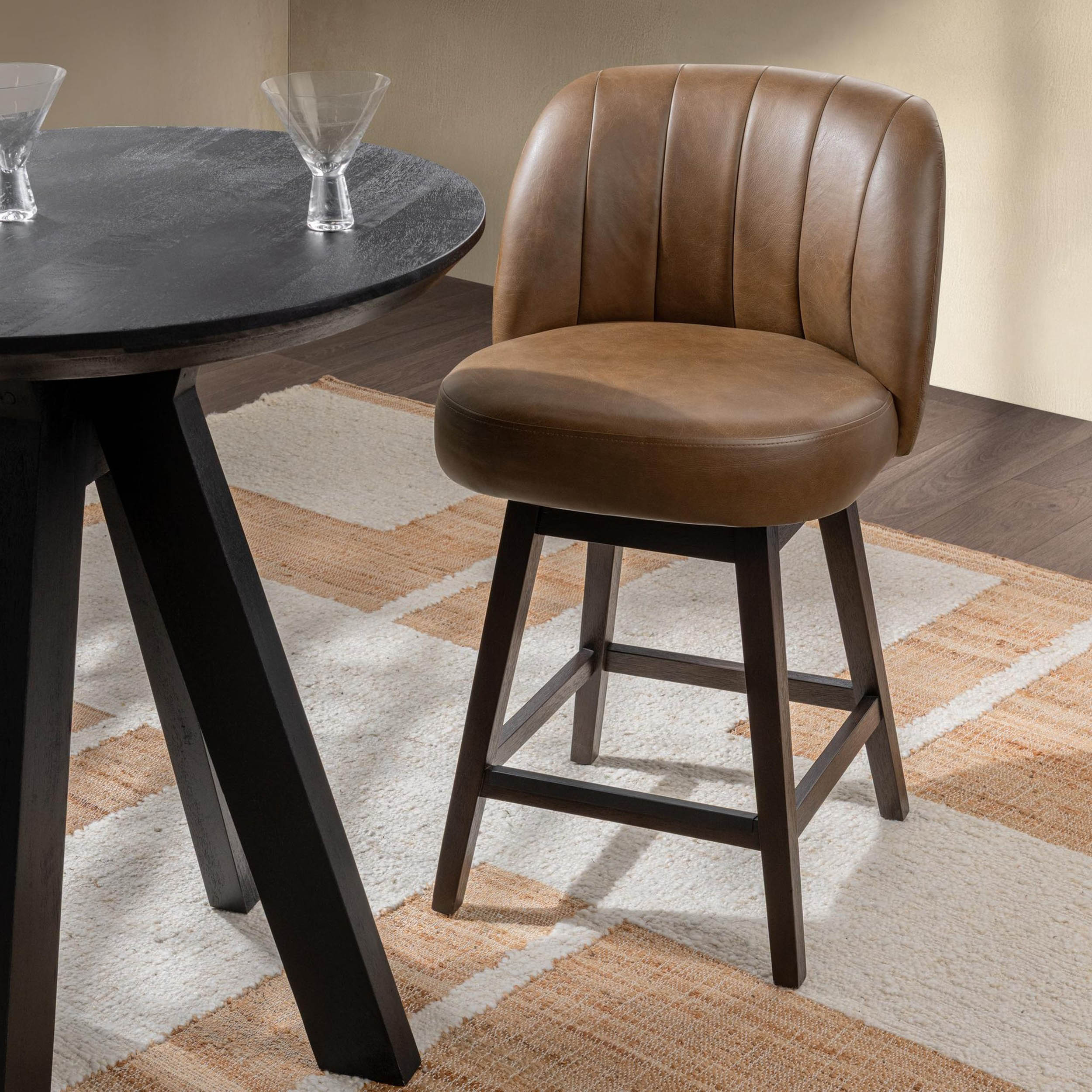 Della Swivel Counter Stool, Camel - Image 6