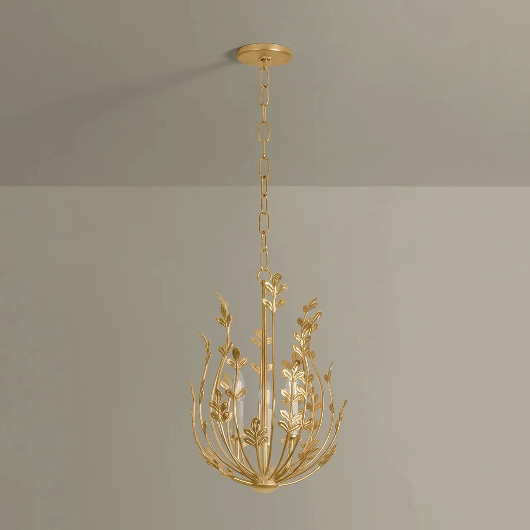 Delmore 3 Light Chandelier, Vintage Gold Leaf - Image 2