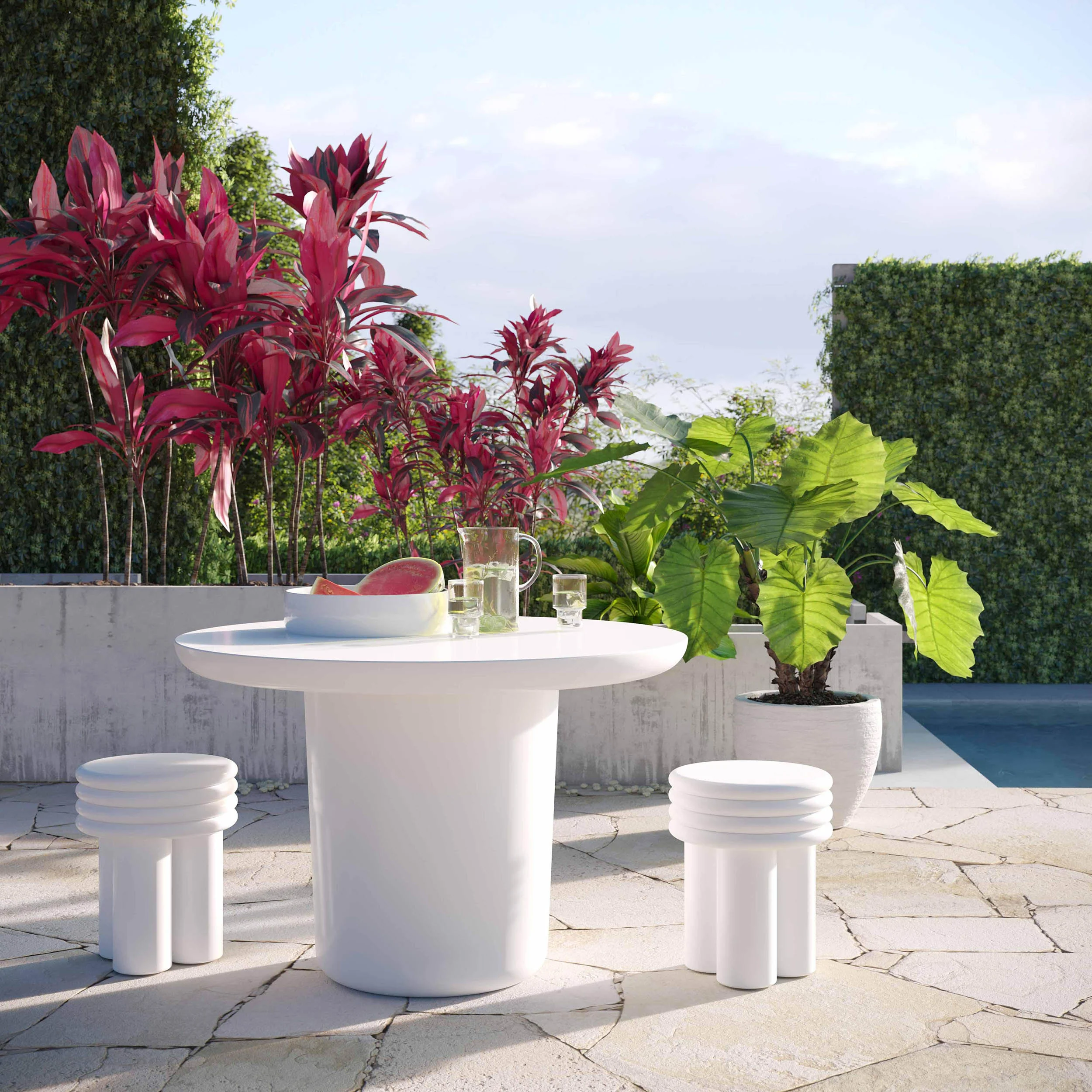 Delta Round Side Table, Ivory - Image 4