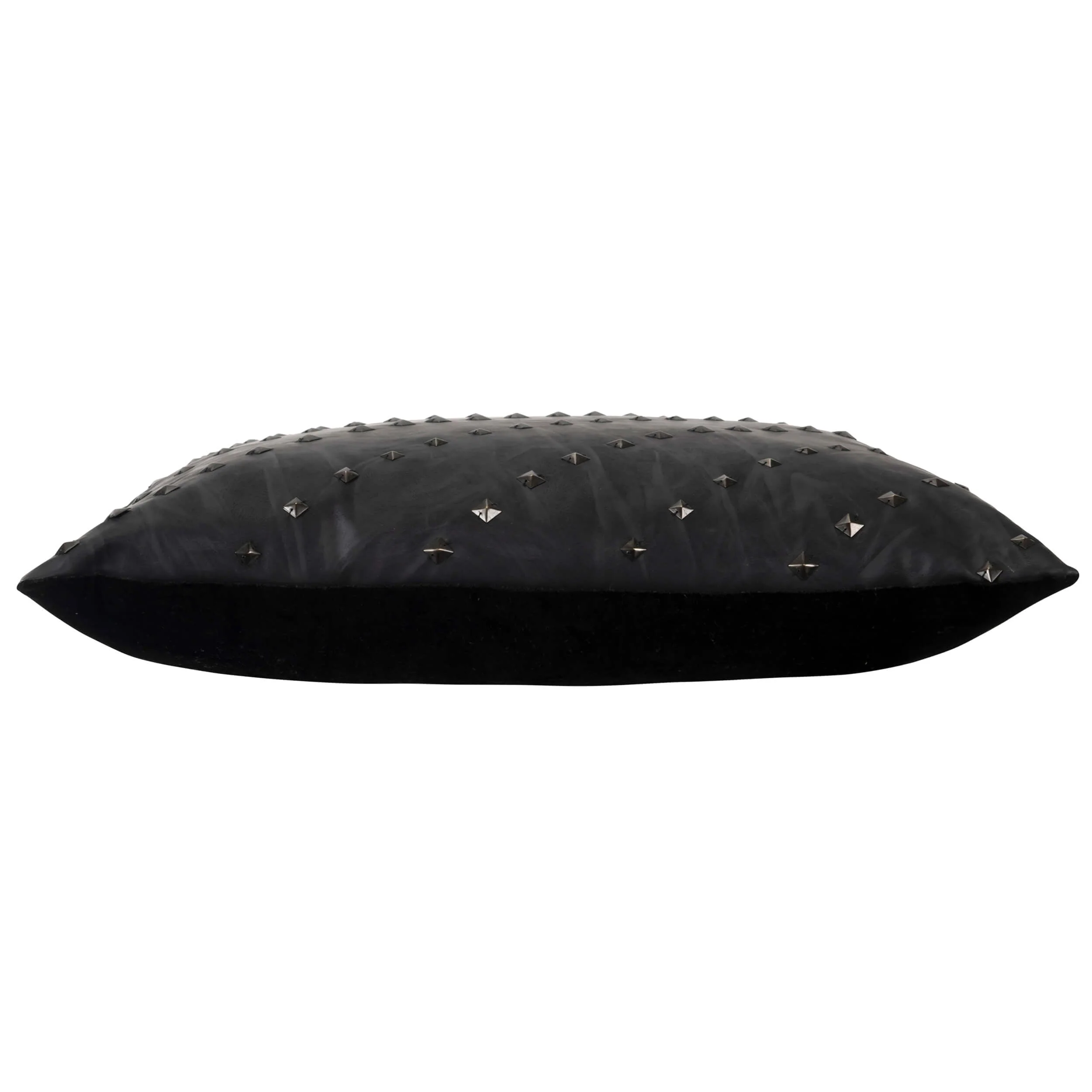 Denver Leather Studded Pillow, Black - Image 2