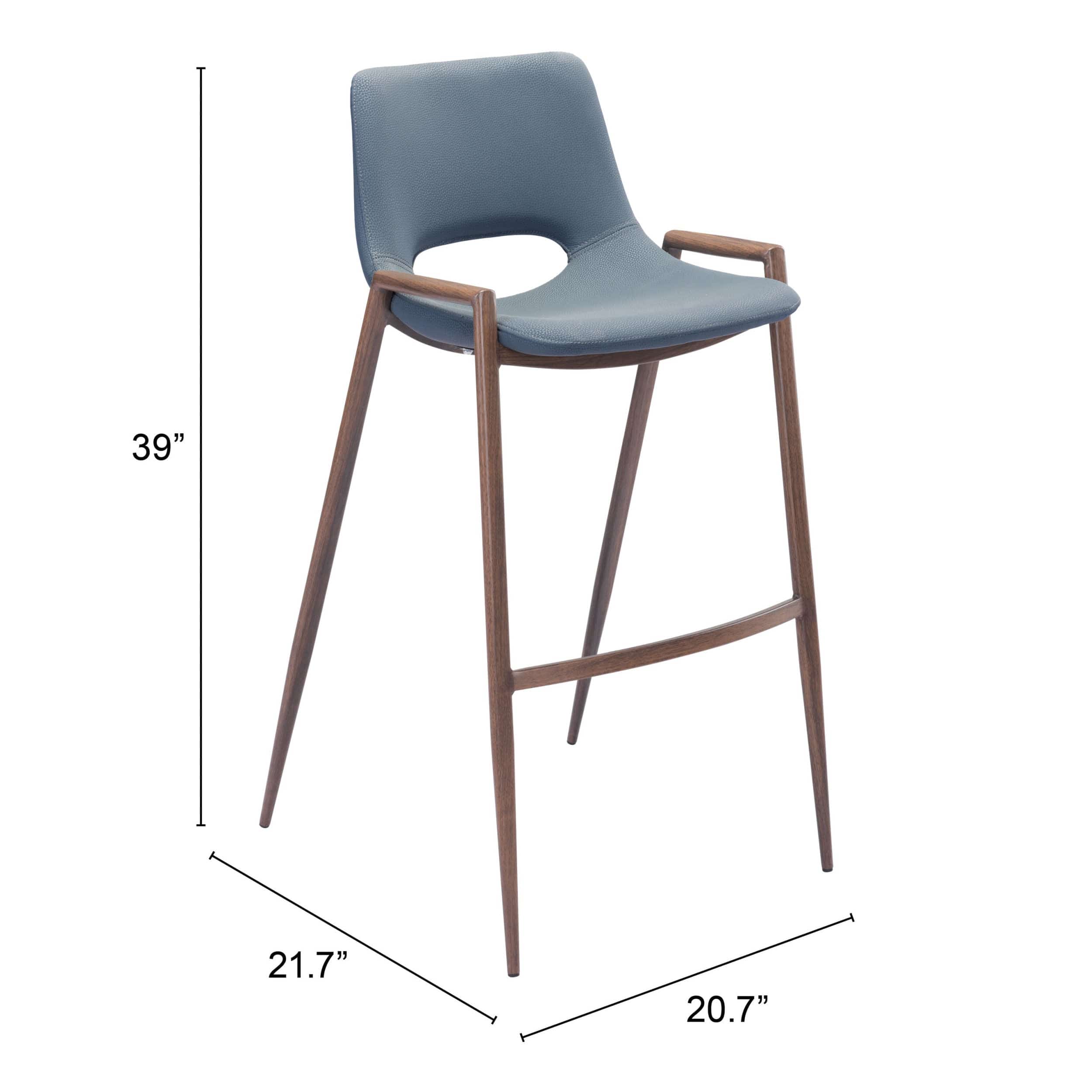 Desi Bar Stool, Azure Gray/Walnut, Set of 2 - Image 7