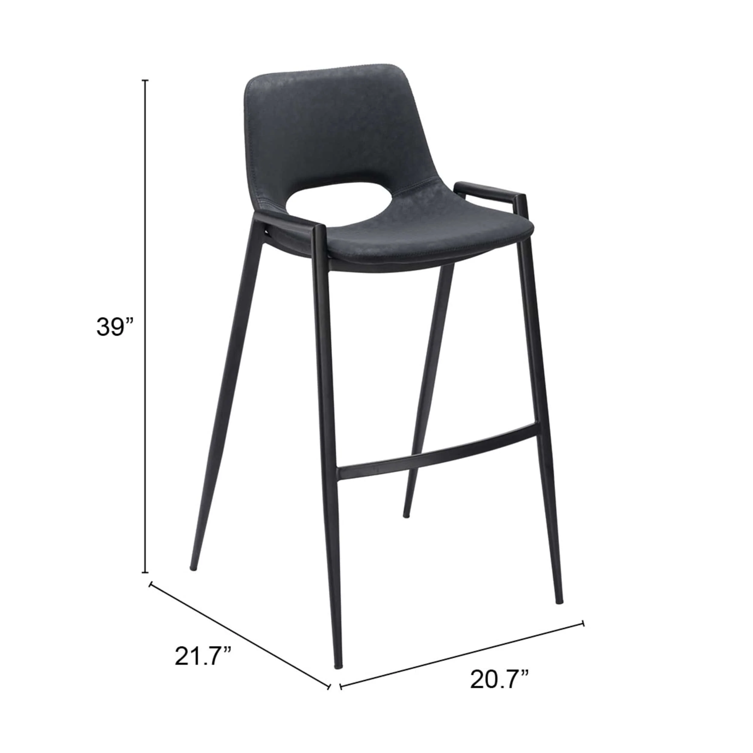 Desi Bar Stool, Black, Set of 2 - Image 7
