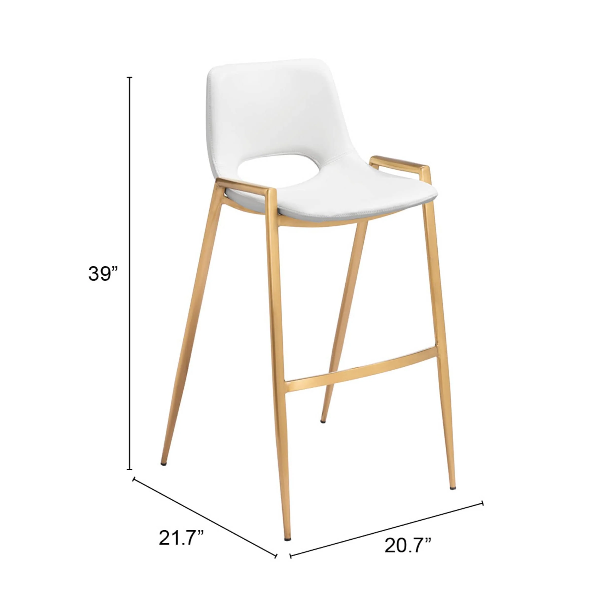Desi Bar Stool, White/Gold, Set of 2 - Image 7