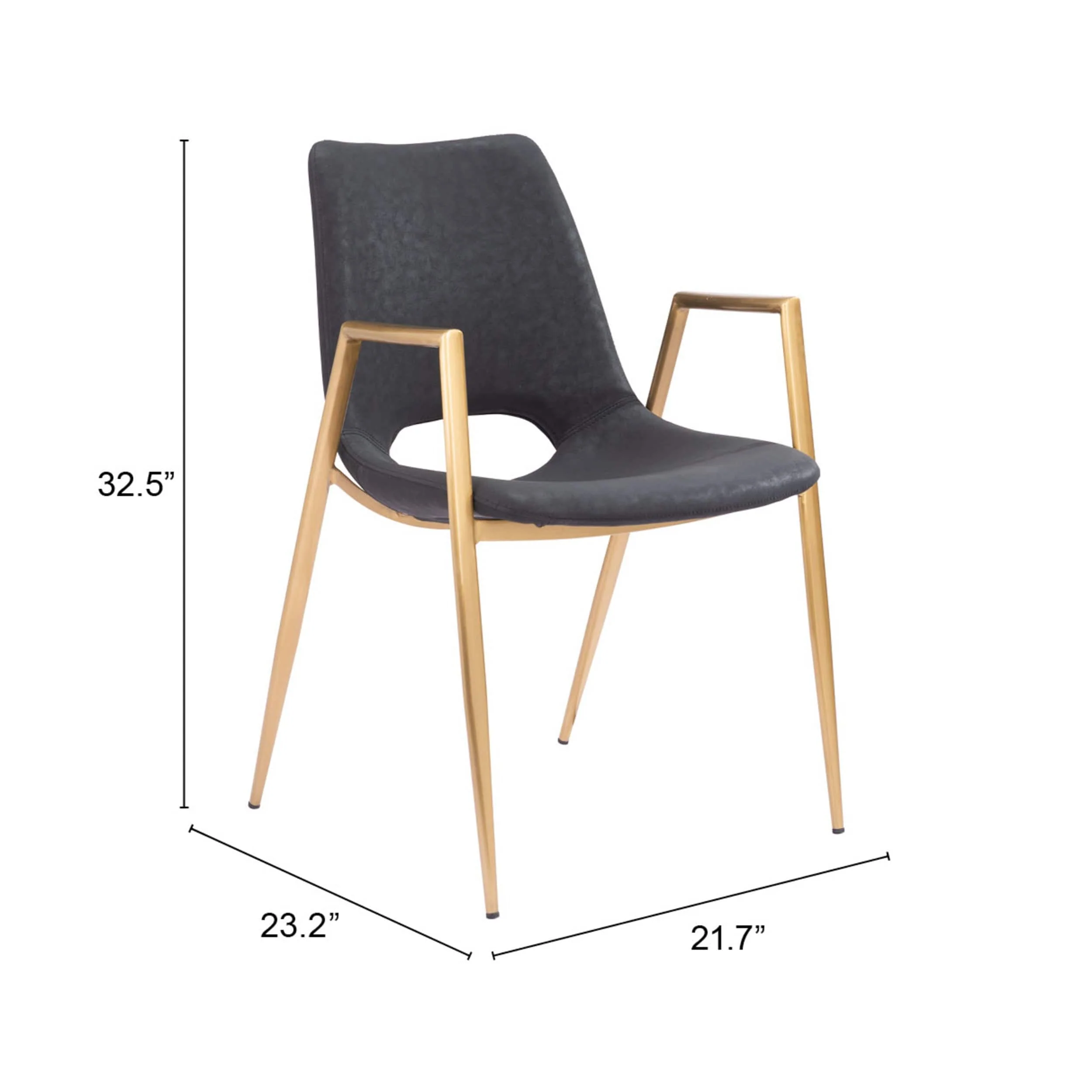 Desi Dining Chair, Black/Gold, Set of 2 - Image 6
