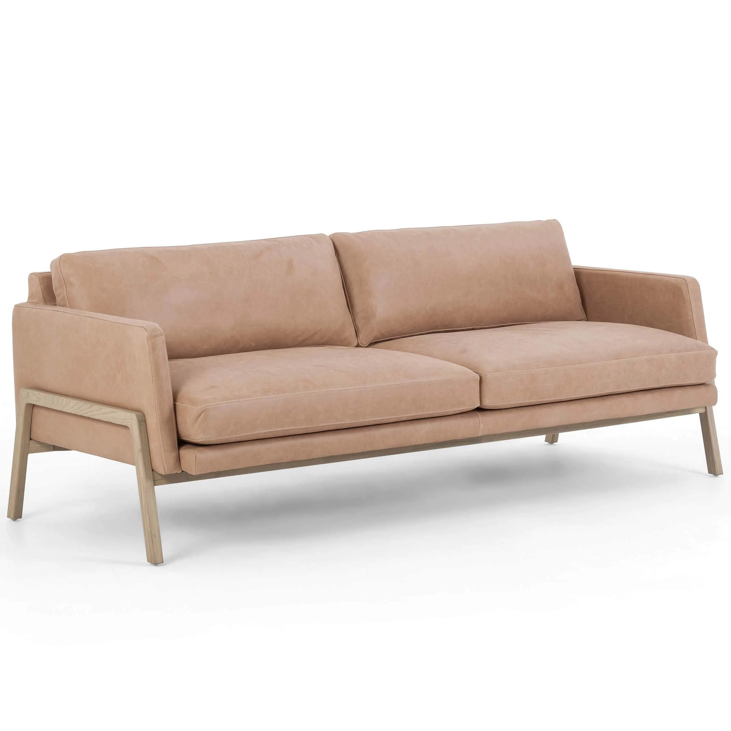 Diana 84" Leather Sofa, Palermo Nude by Four Hands - Image 2