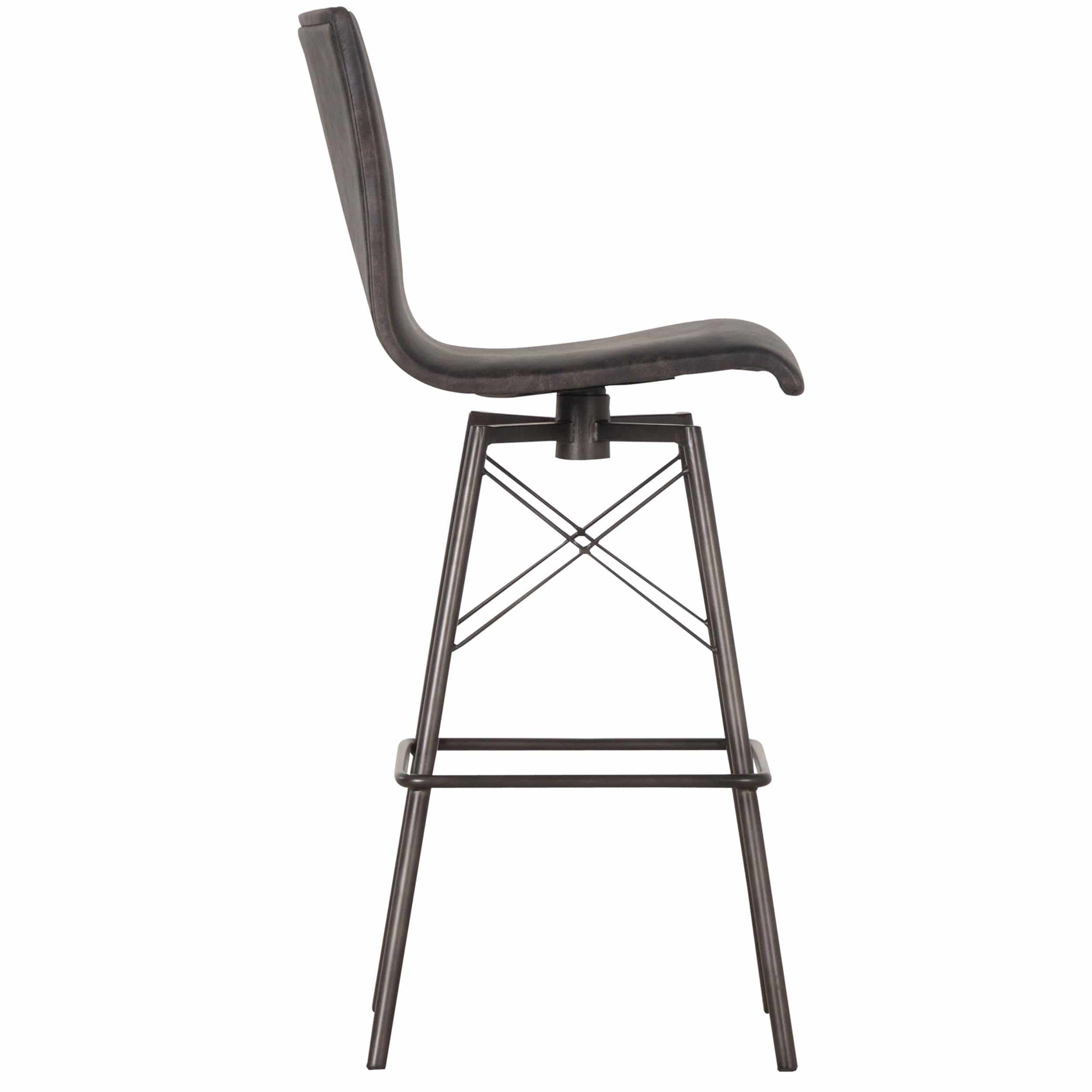 Diaw Swivel Bar & Counter Stool, Rialto Ebony by Four Hands - Image 3