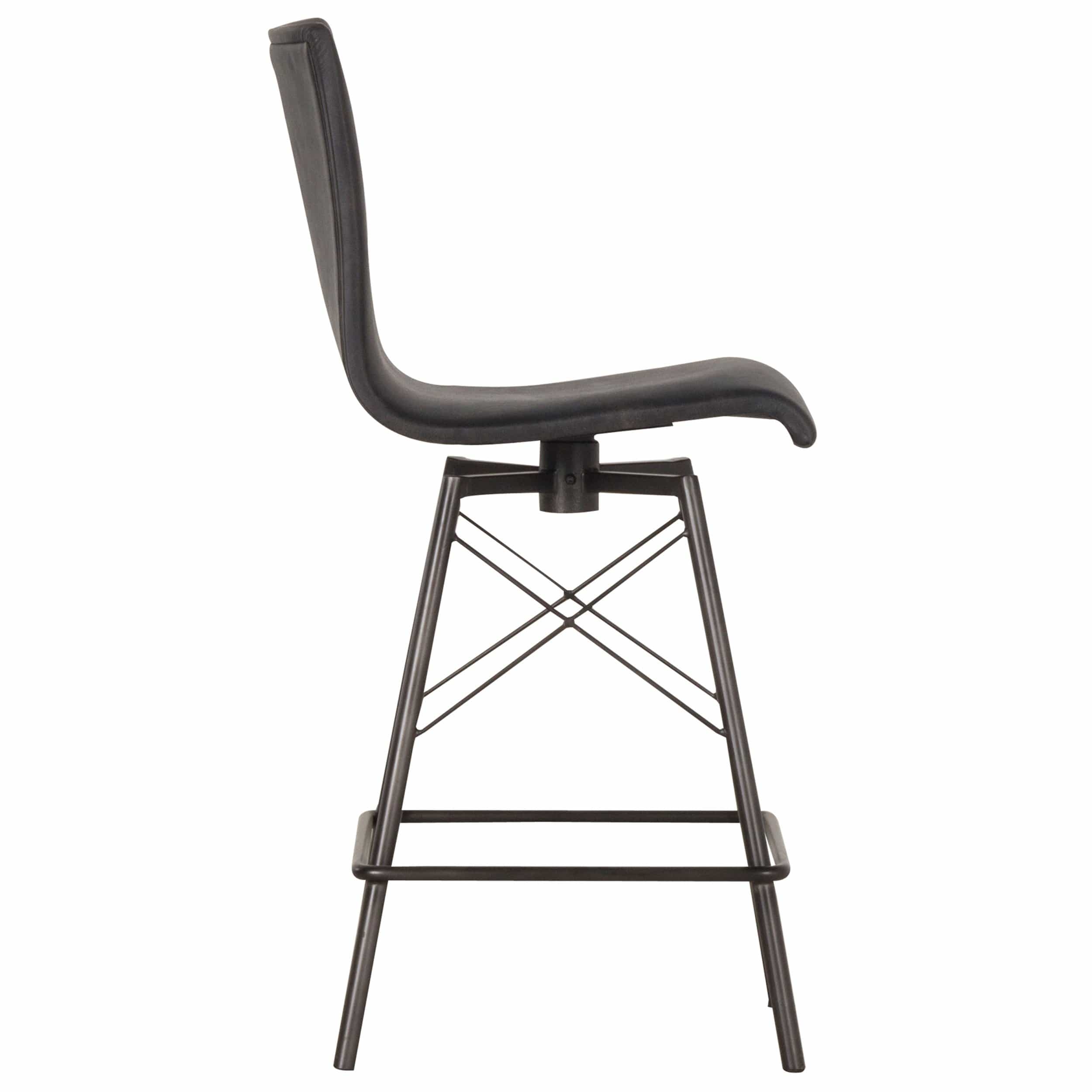 Diaw Swivel Counter Stool, Rialto Ebony by Four Hands - Image 3
