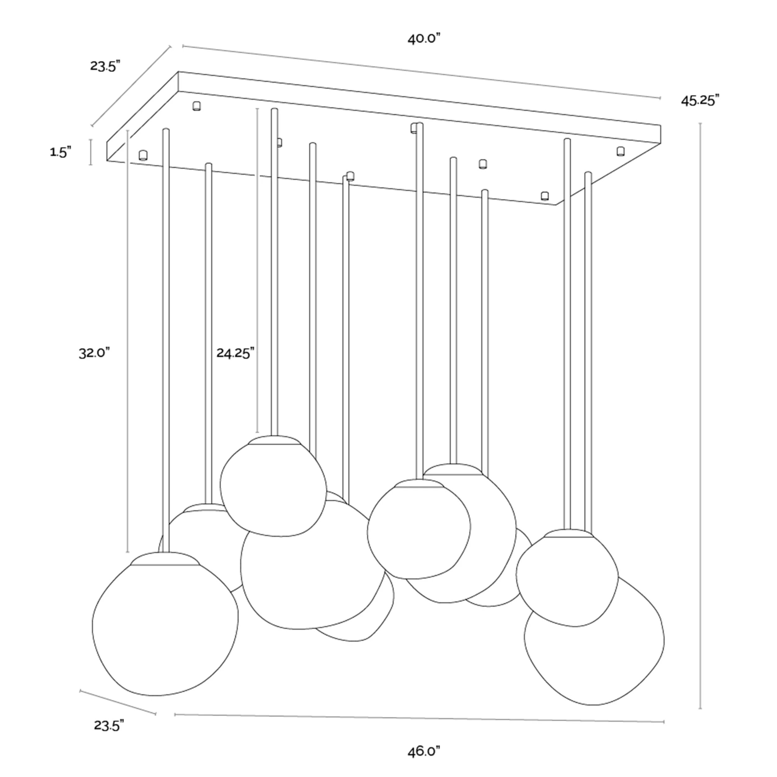 Dionis Chandelier, Rectangular, Grey - Image 4