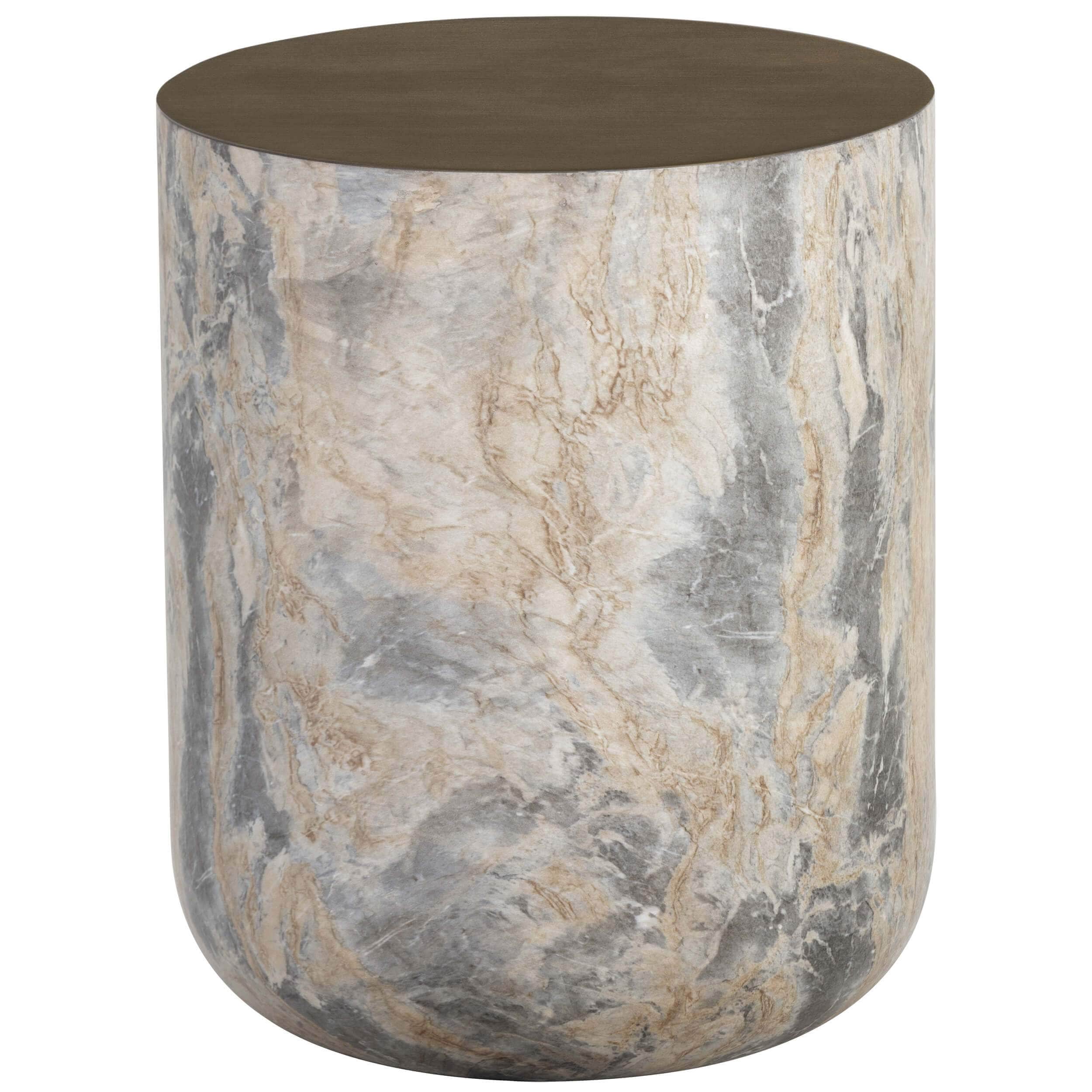 Diaz End Table, Marble Look/Antique Brass