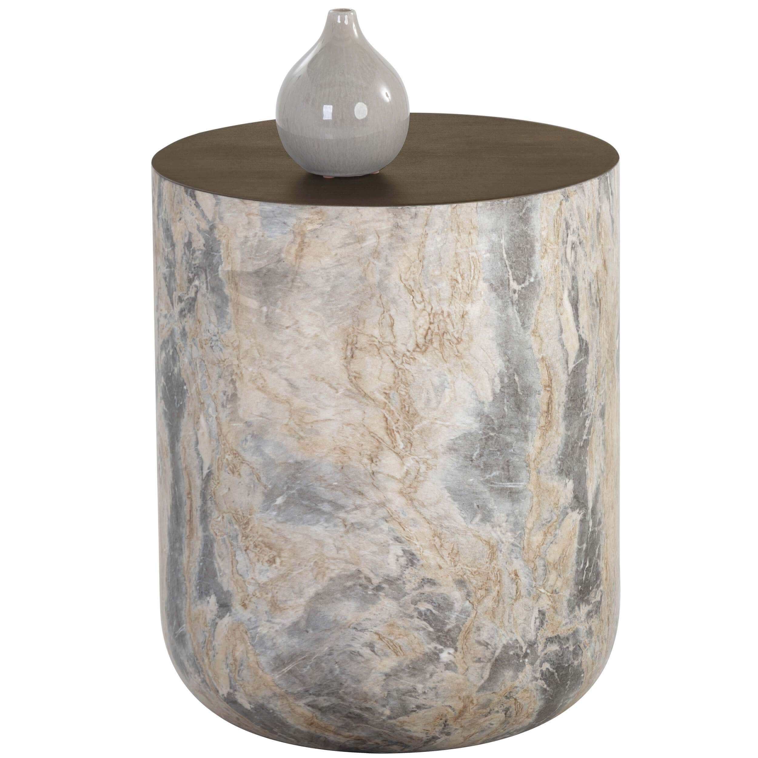 Diaz End Table, Marble Look/Antique Brass - Image 3