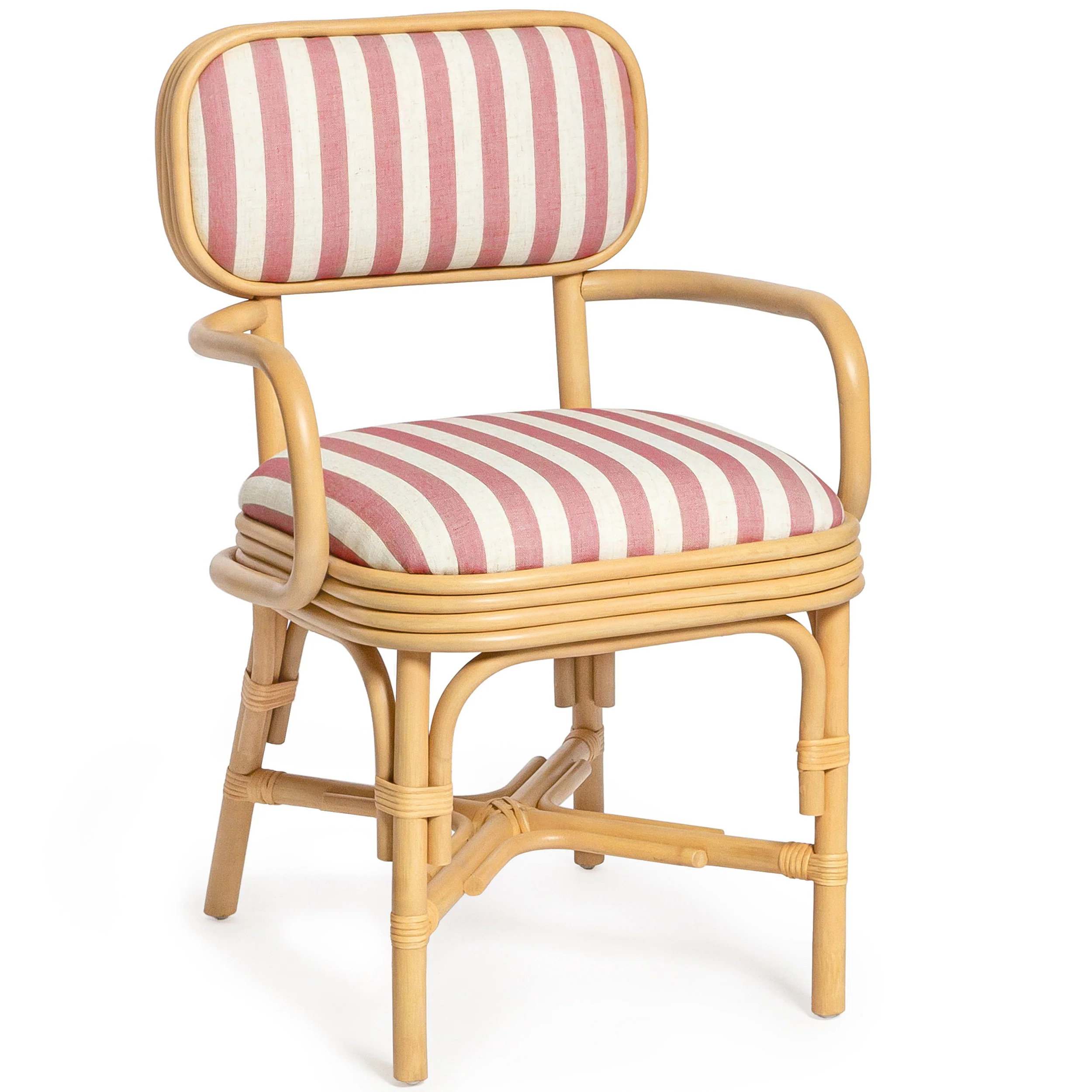 Dorine Striped Dining Armchair, Cherry