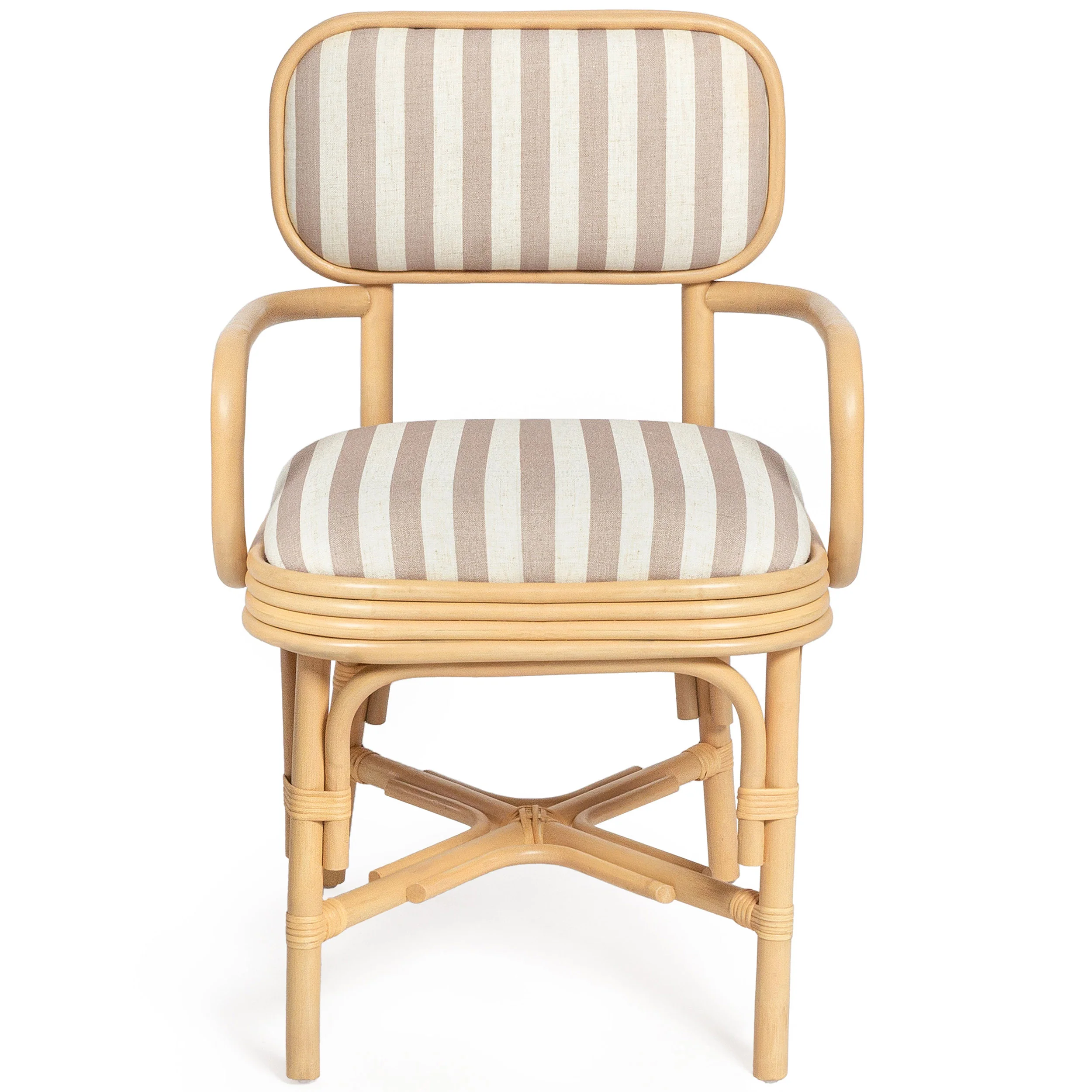 Dorine Striped Dining Armchair, Khaki - Image 2