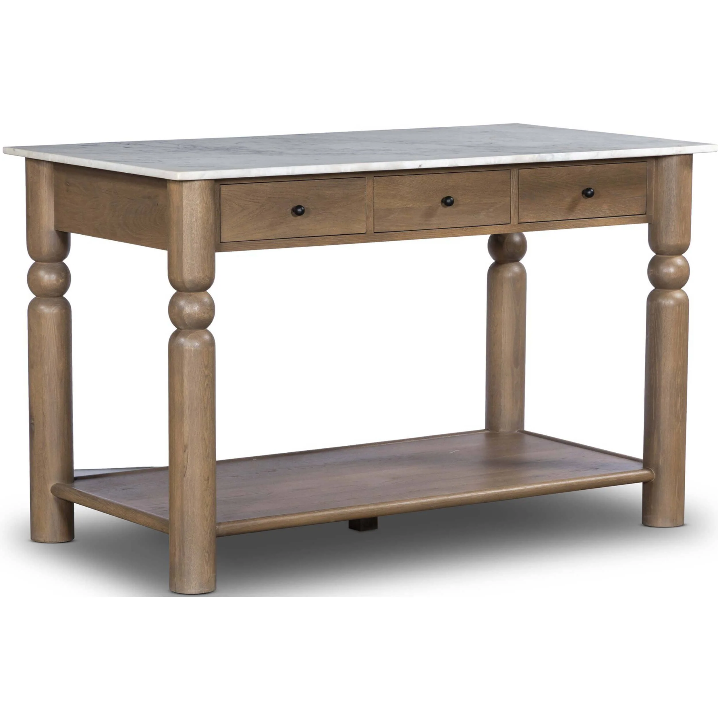 Dothan Kitchen Island, White Marble by Four Hands