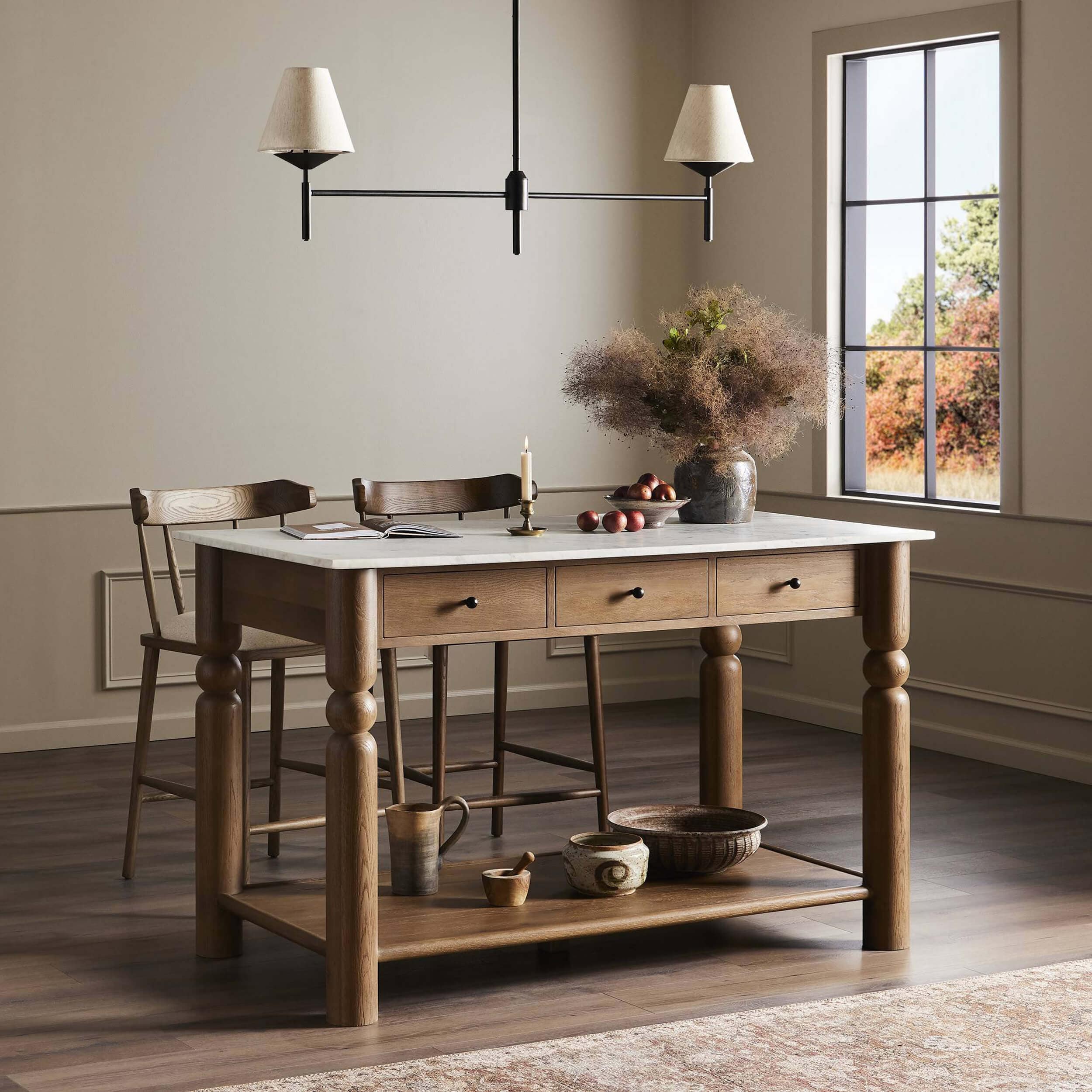Dothan Kitchen Island, White Marble by Four Hands - Image 7