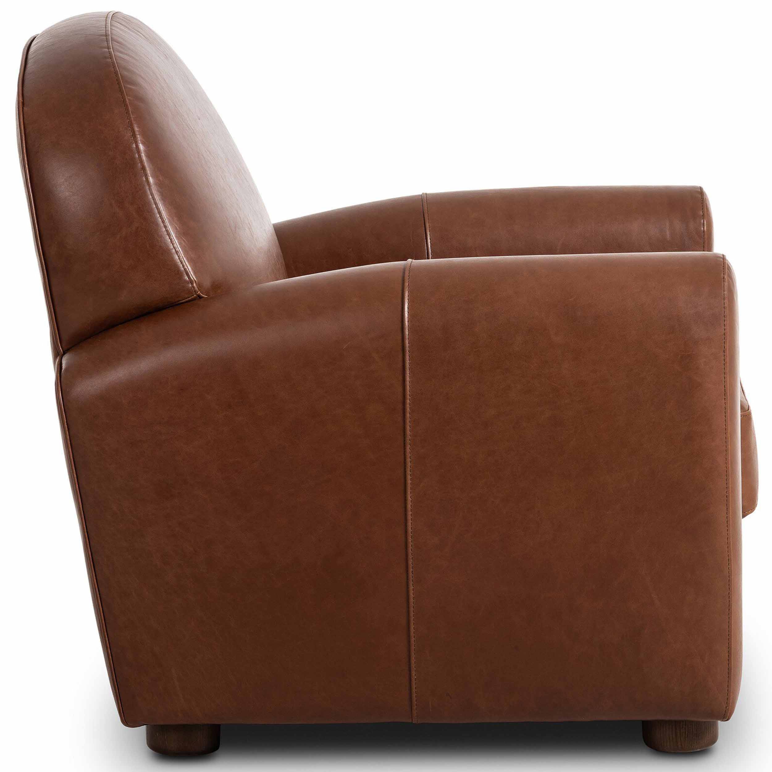 Draper Leather Chair, Dulane Mahogany by Four Hands - Image 3