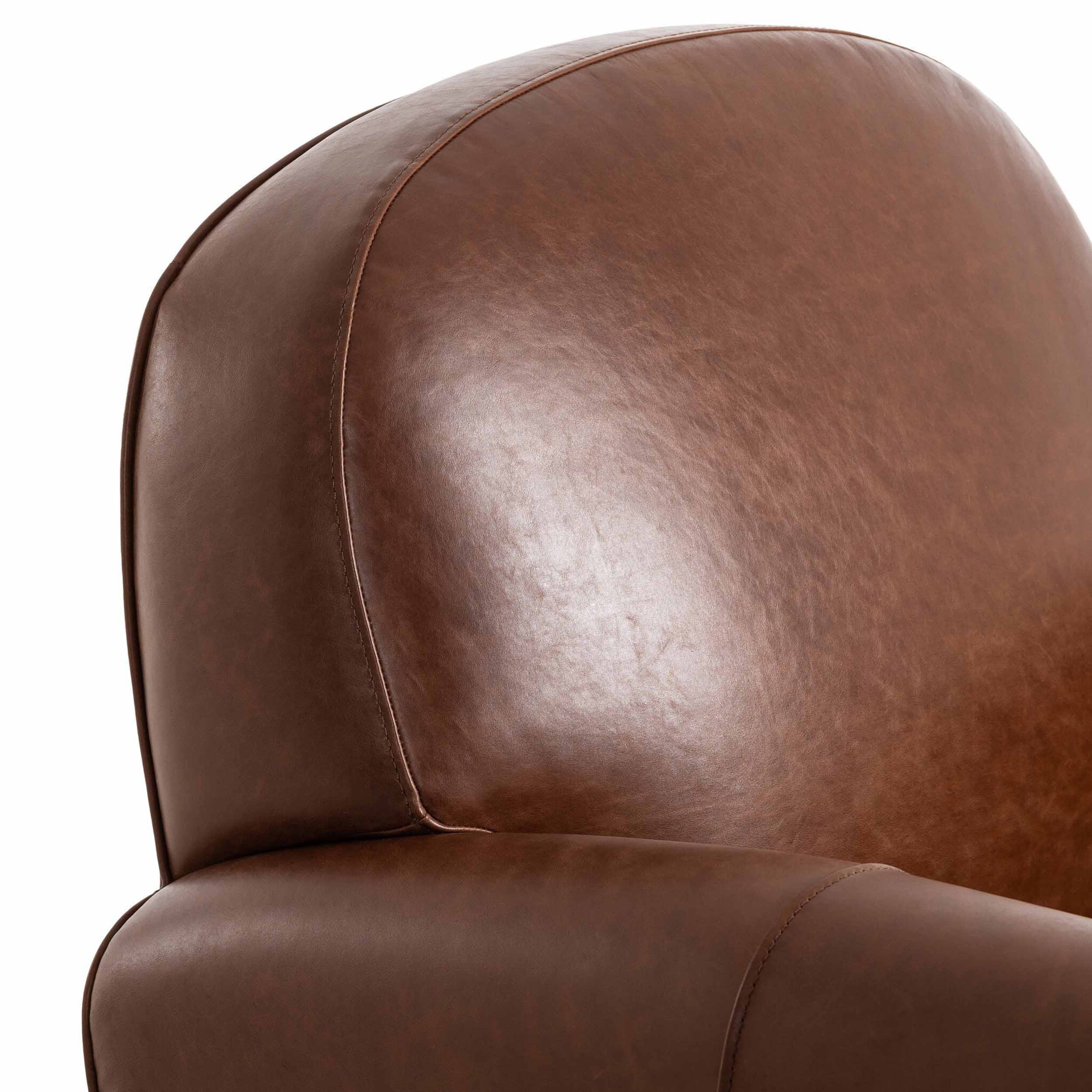 Draper Leather Chair, Dulane Mahogany by Four Hands - Image 7