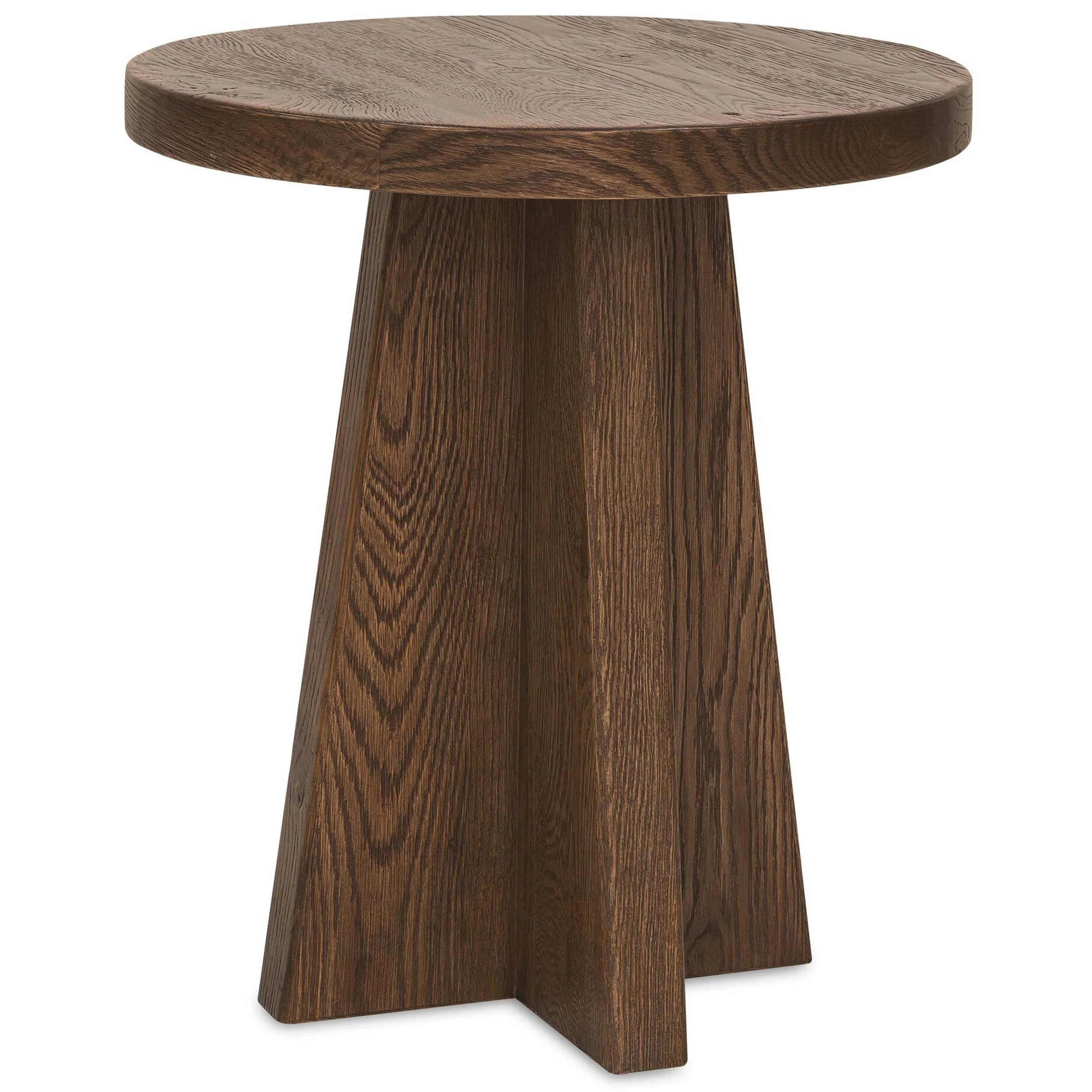 Driftwood Round End Table, Worn Saddle