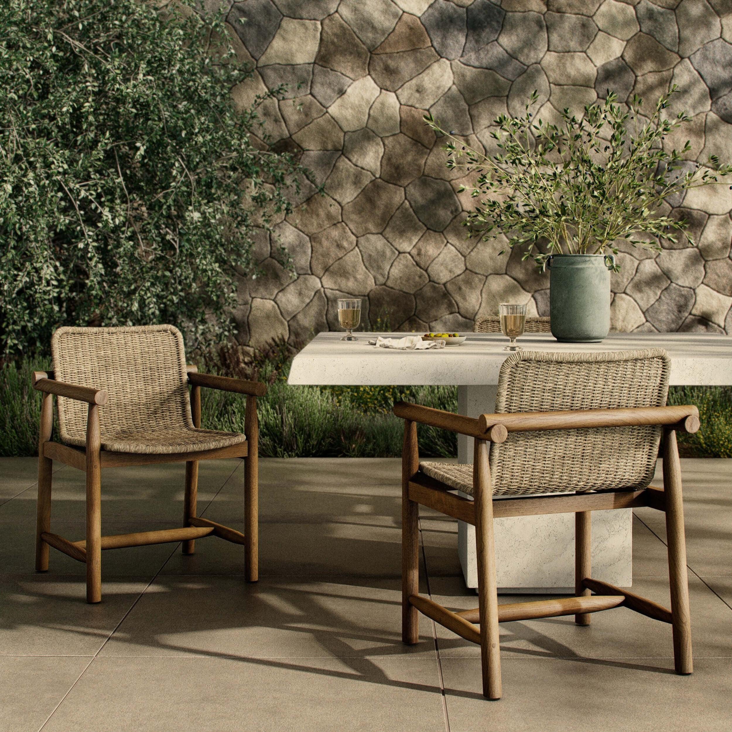 Dume Outdoor Dining Armchair, Vintage White by Amber Lewis x Four Hands - Image 5