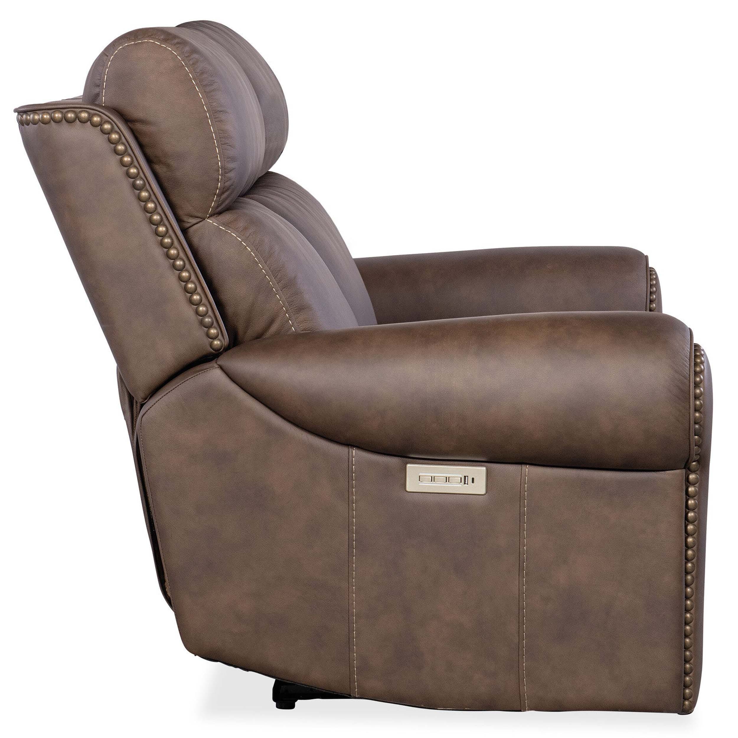 Duncan Leather Power Loveseat, Kalahari Bark - Image 3