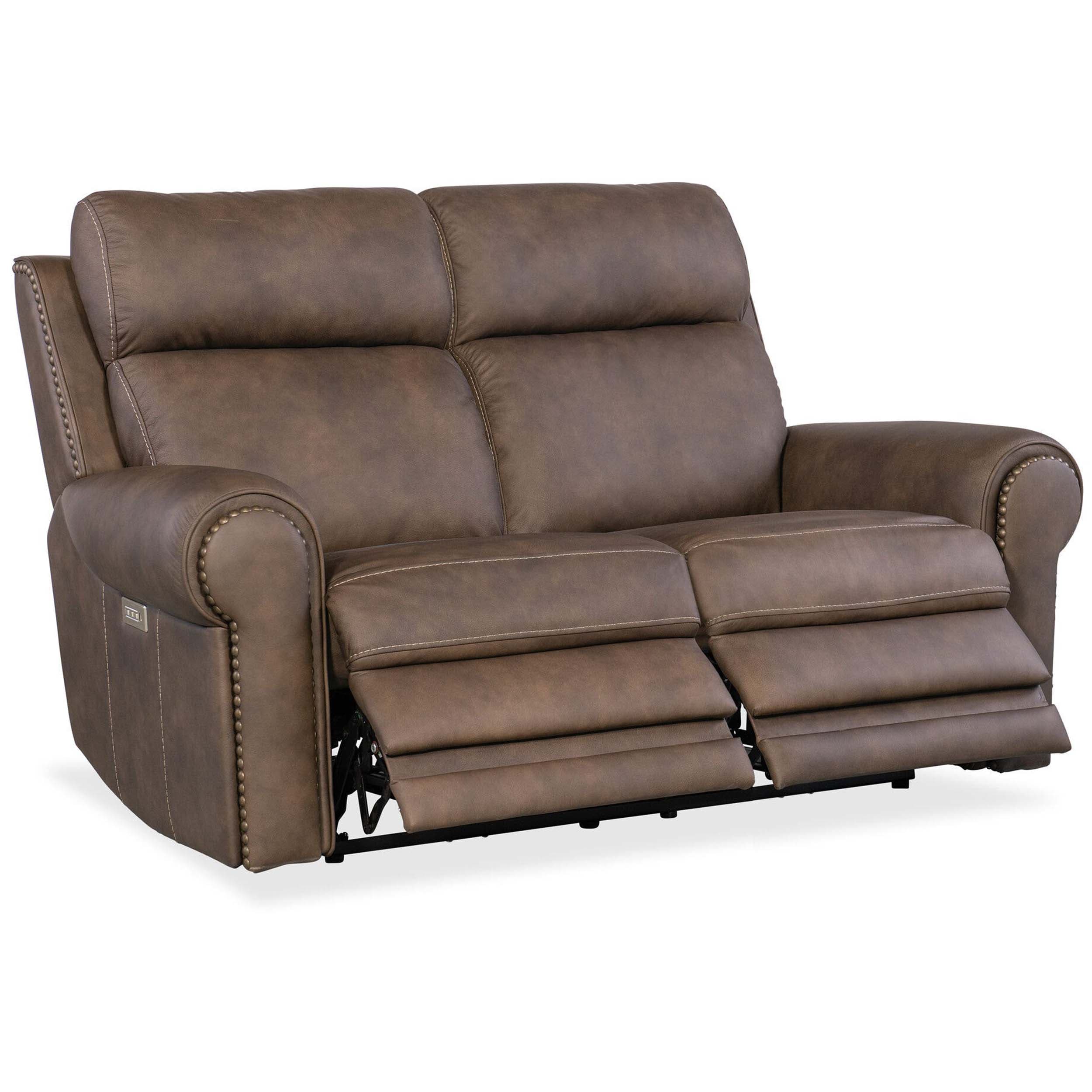 Duncan Leather Power Loveseat, Kalahari Bark - Image 6
