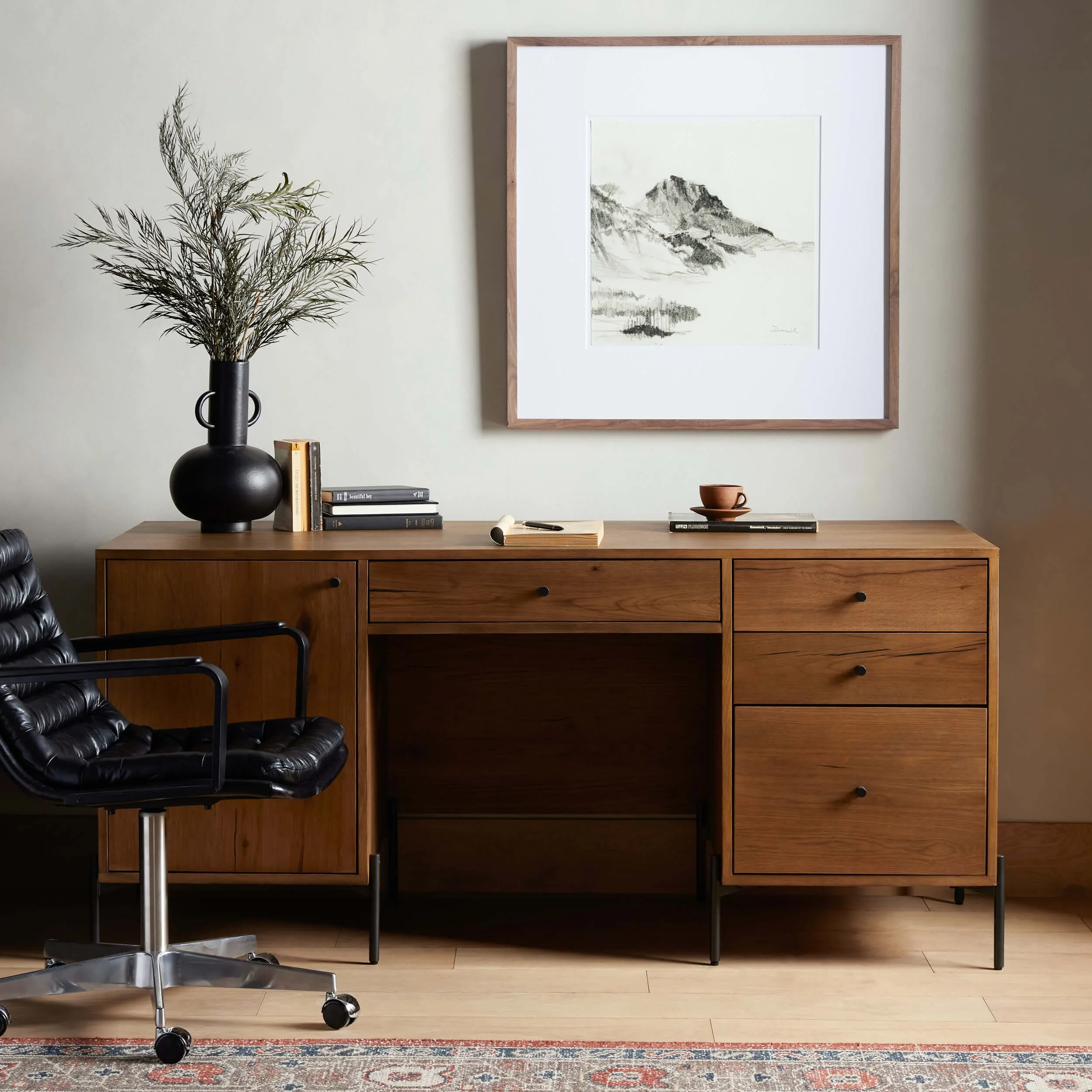Eaton Executive Desk, Amber Oak by Four Hands - Image 7