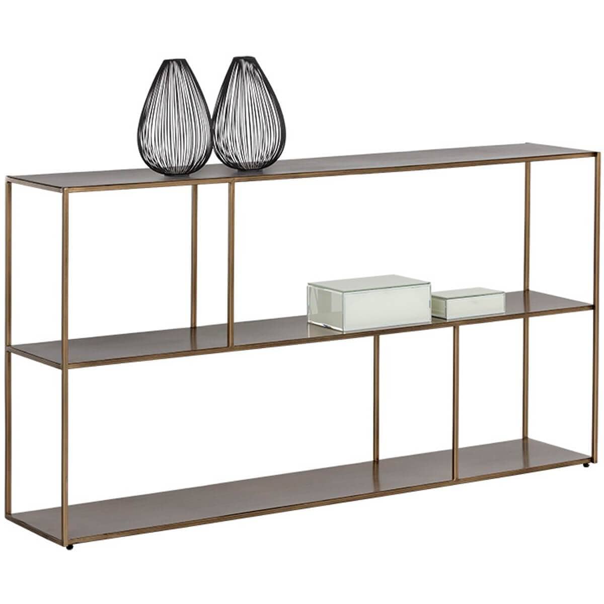 Eiffel Large Low Bookcase, Antique Brass - Image 3