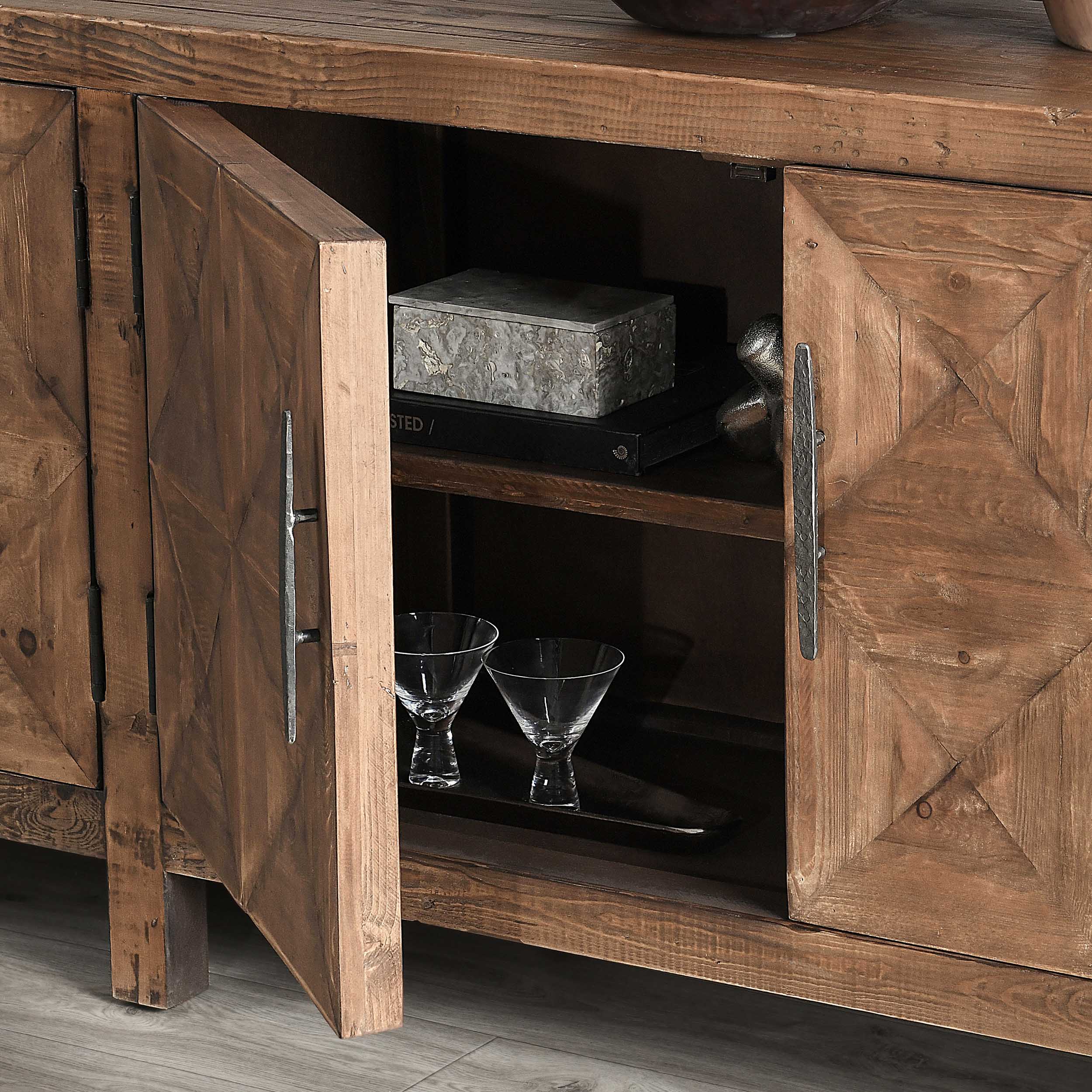 Elani 4 Door Cabinet, Brown - Image 3