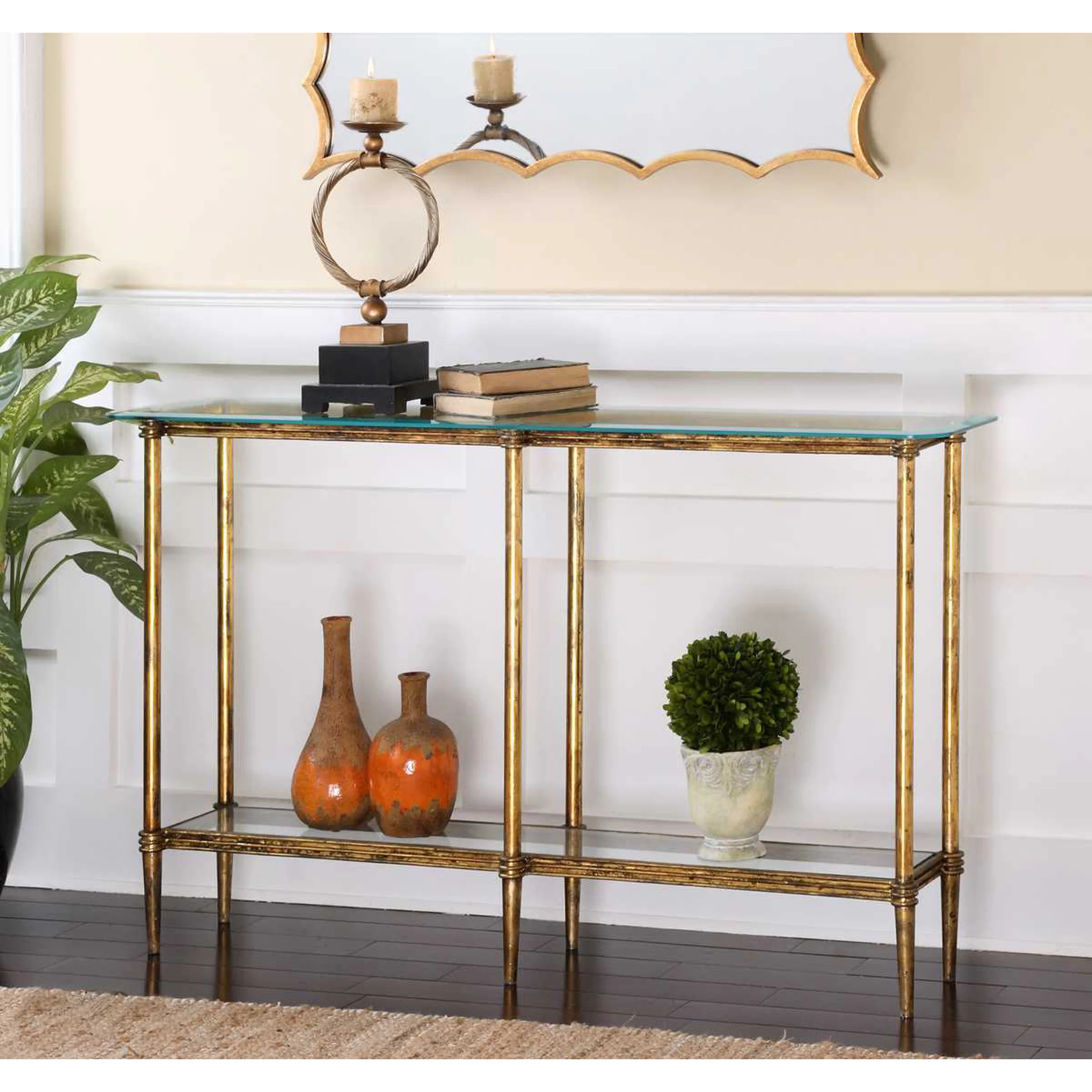 Elenio Console Table, Gold Leaf - Image 4