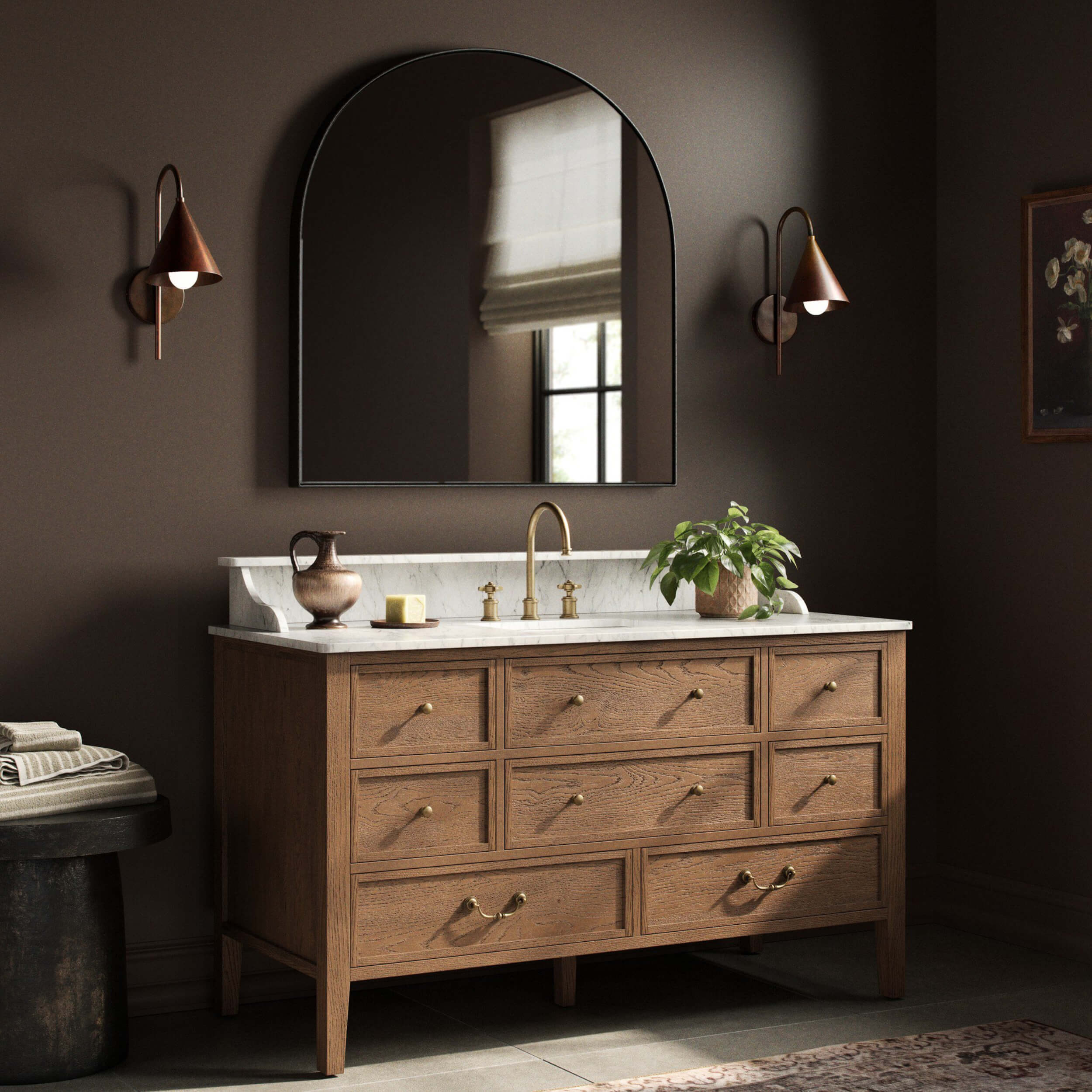 Elliston Single Vanity, Satin Worn Oak by Four Hands - Image 6