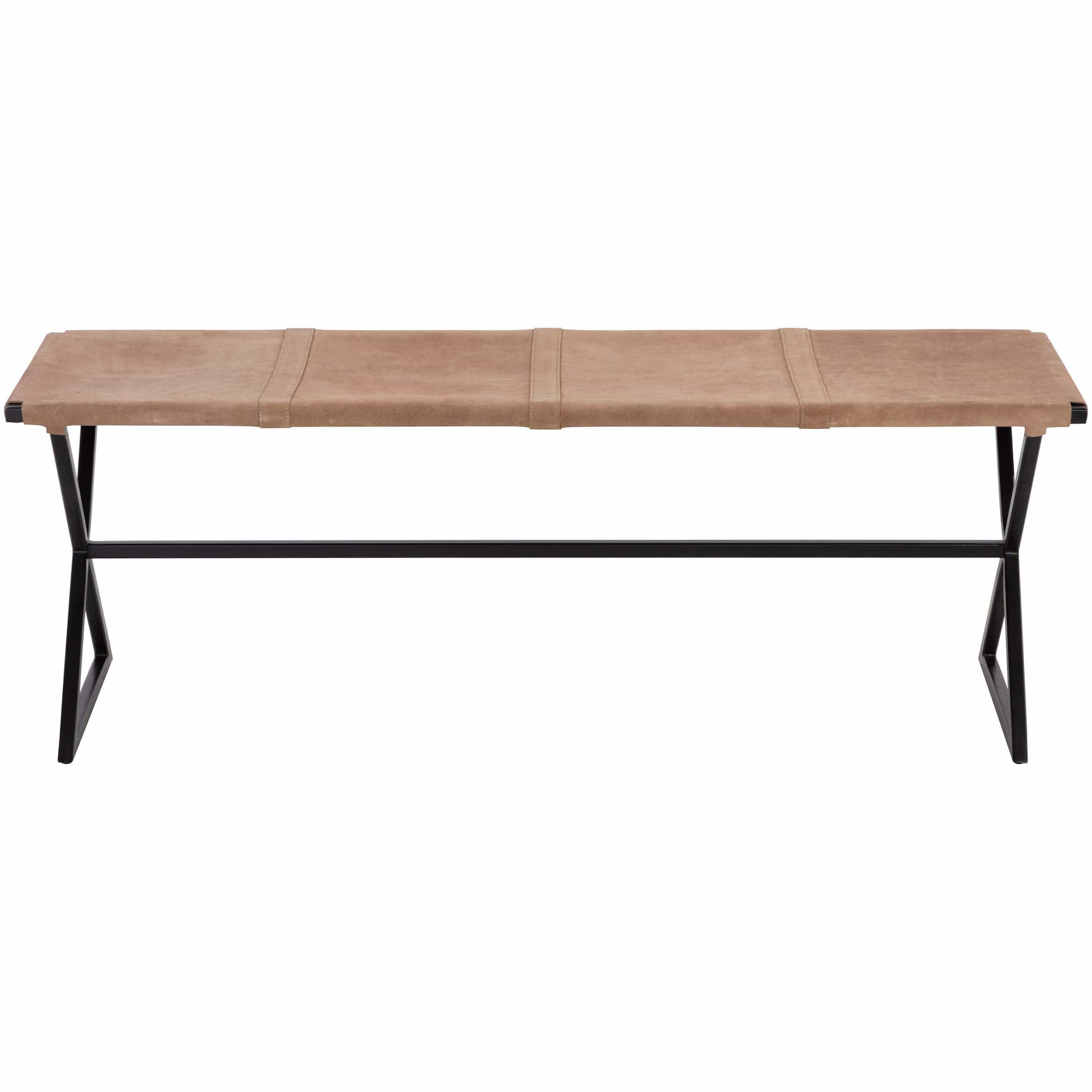 Elon Leather Bench, Sueded Light Tan - Image 2