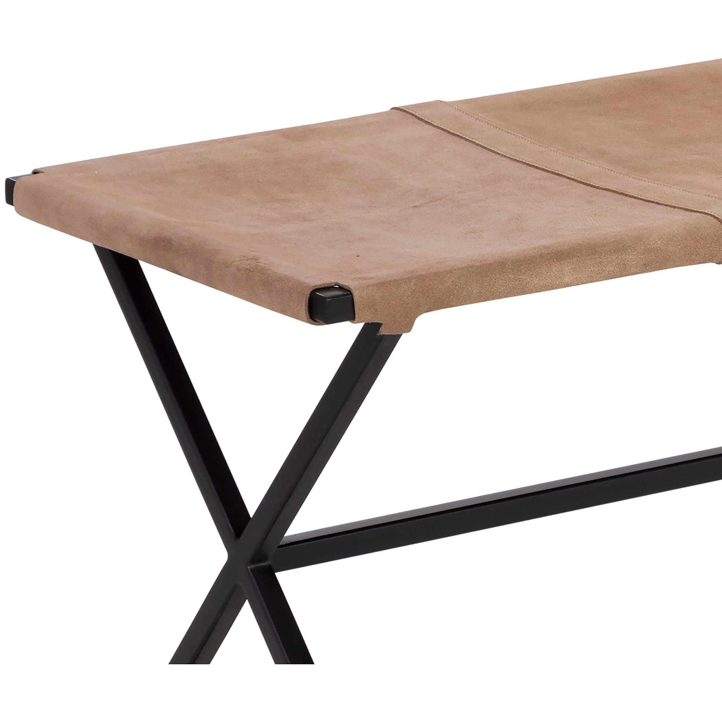 Elon Leather Bench, Sueded Light Tan - Image 4