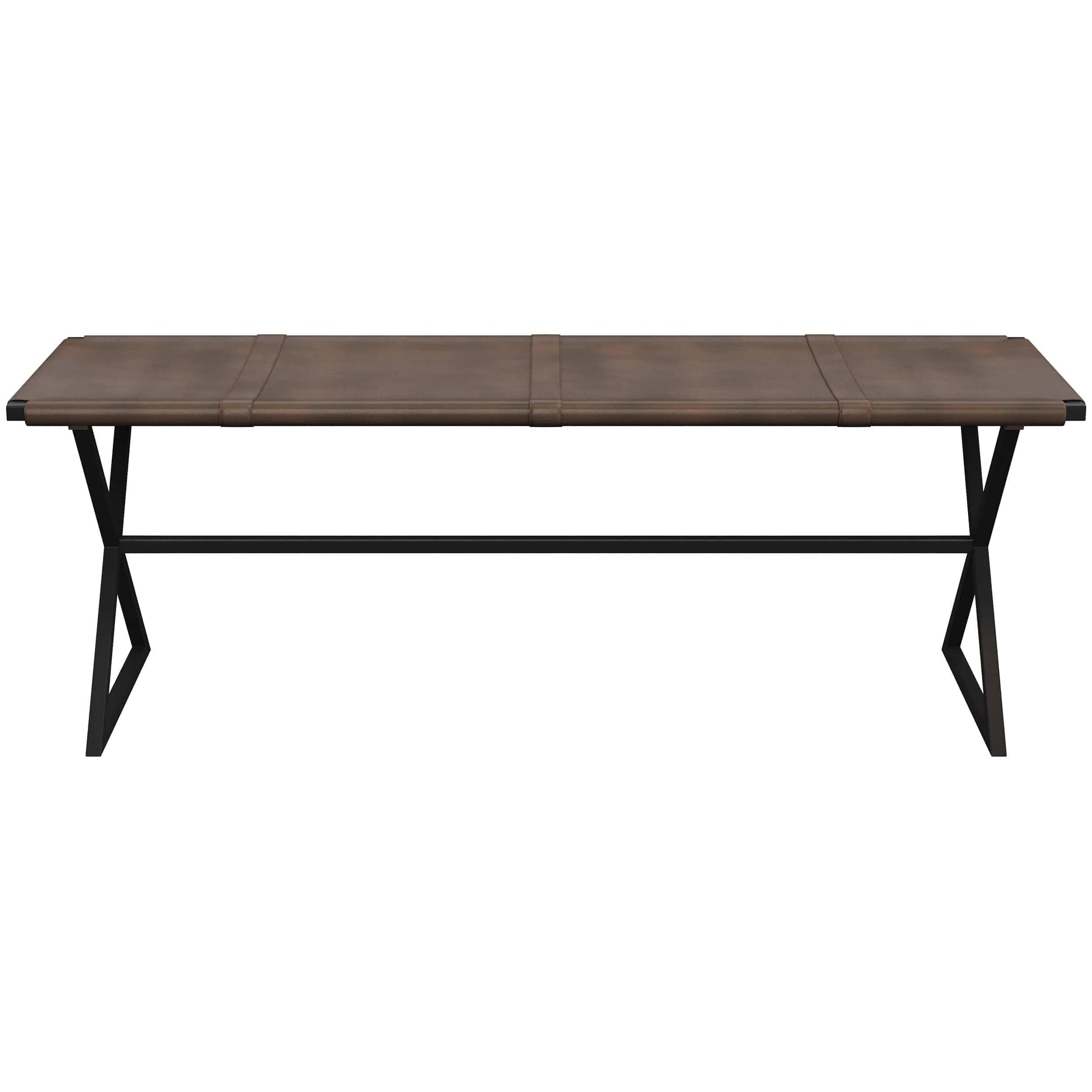 Elon Leather Bench, Vintage Cognac
