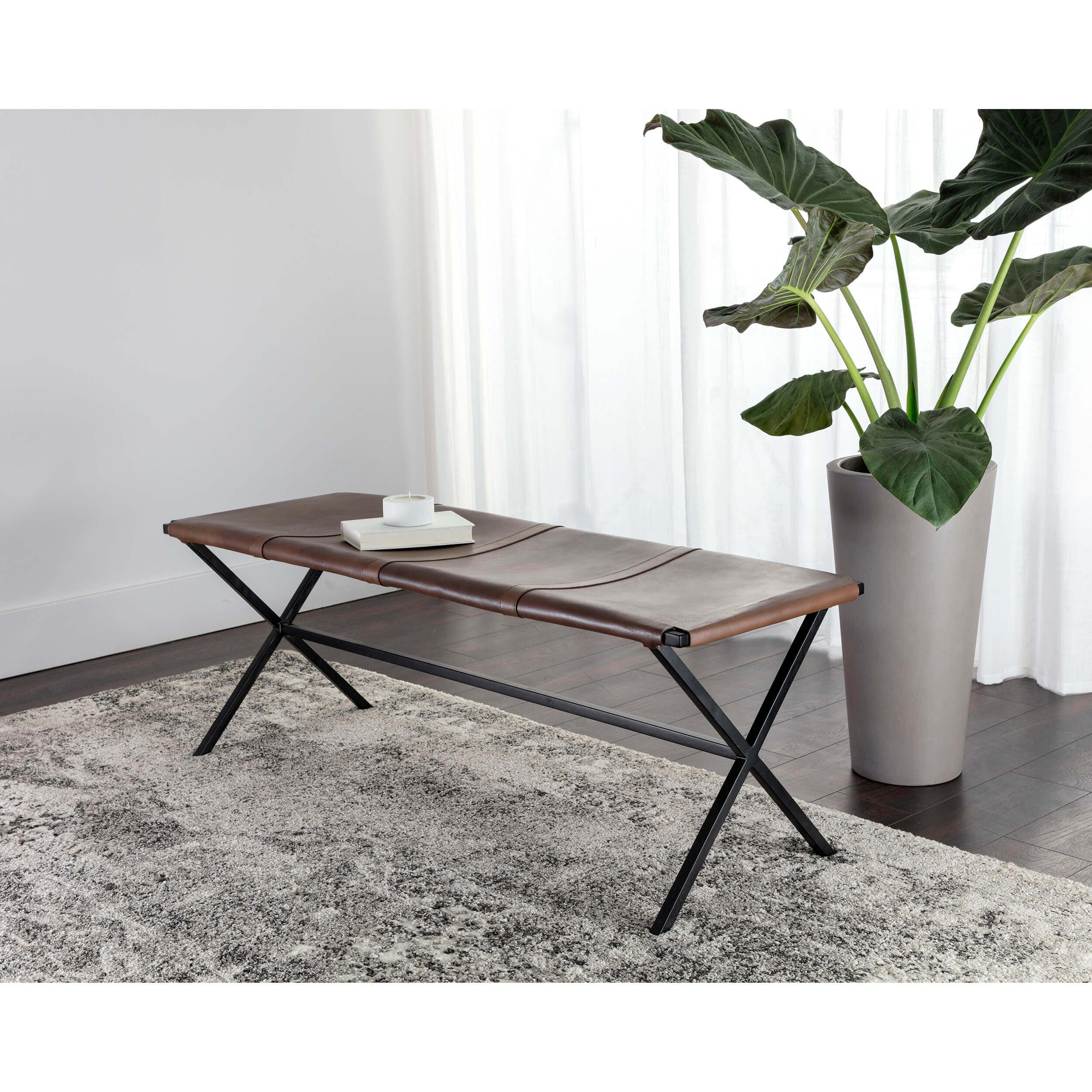 Elon Leather Bench, Vintage Cognac - Image 6