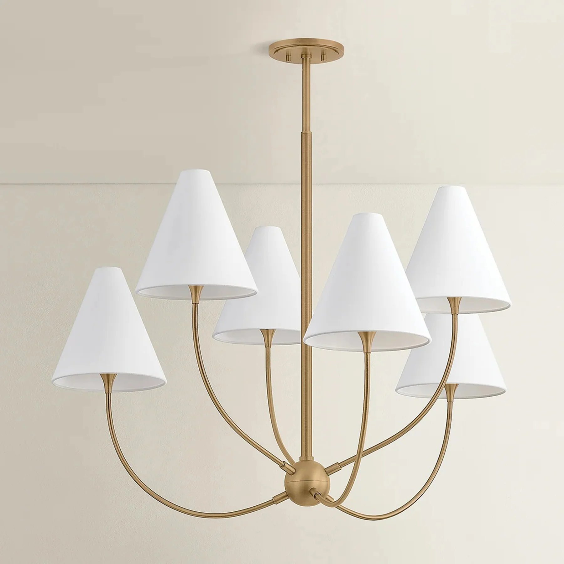 Evermore 6 Light Chandelier, Patina Brass - Image 2