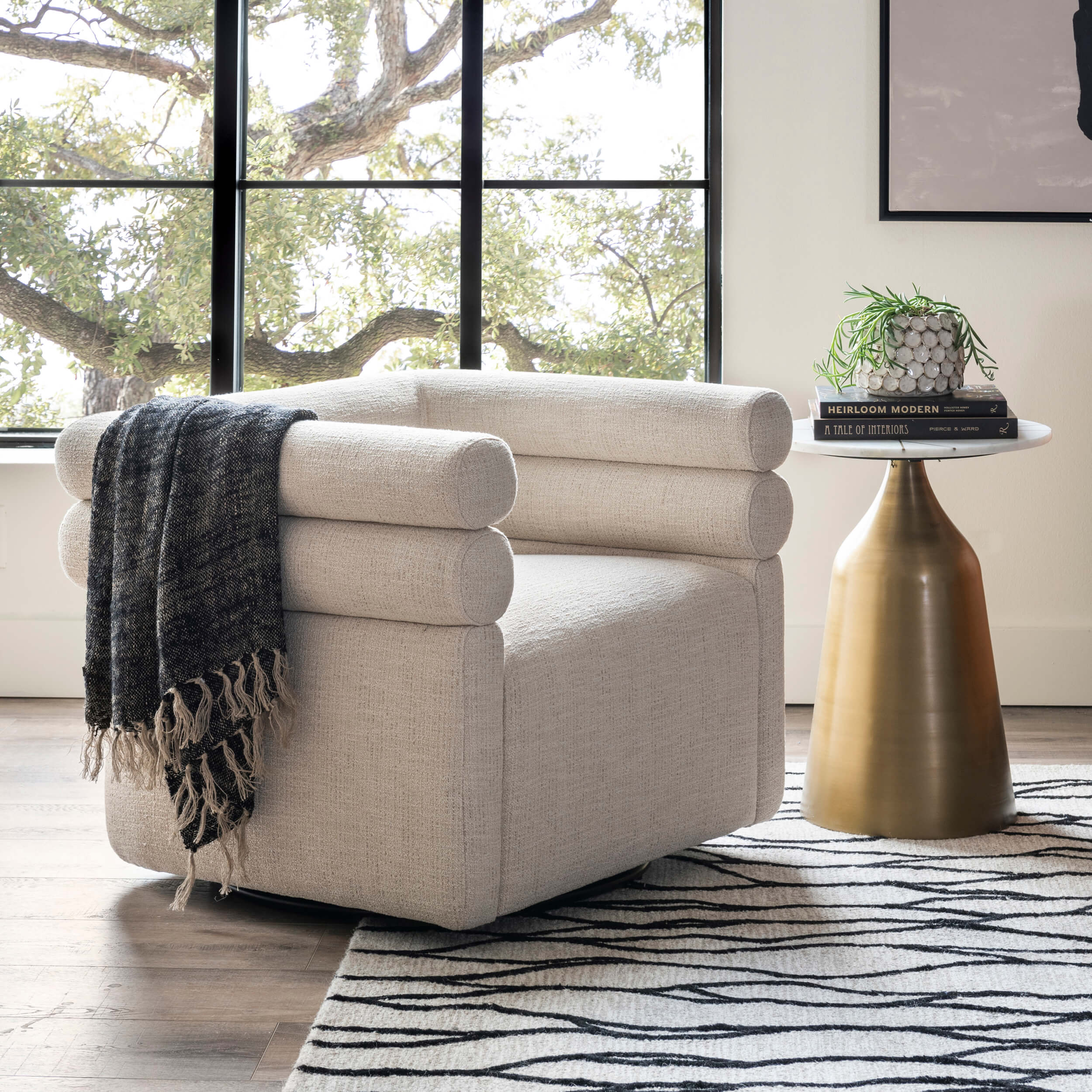 Evie Swivel Chair, Hampton Cream by Four Hands - Image 10