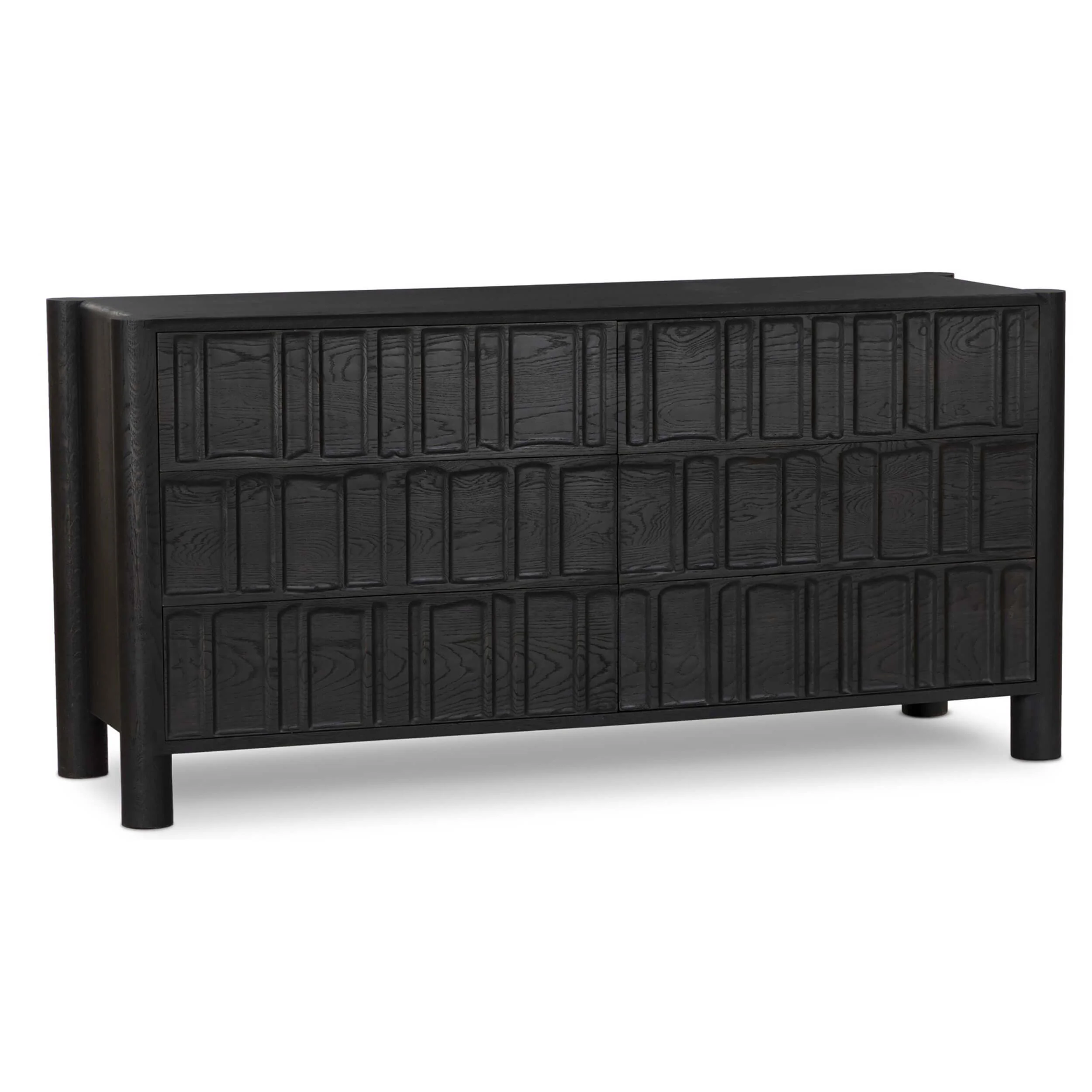Ezri 6 Drawer Dresser, Carved Black by Four Hands