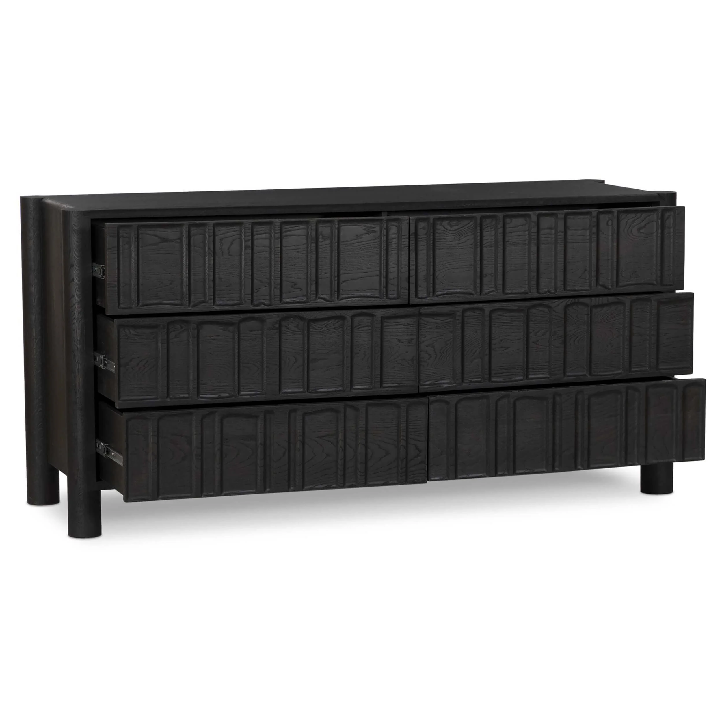 Ezri 6 Drawer Dresser, Carved Black by Four Hands - Image 4