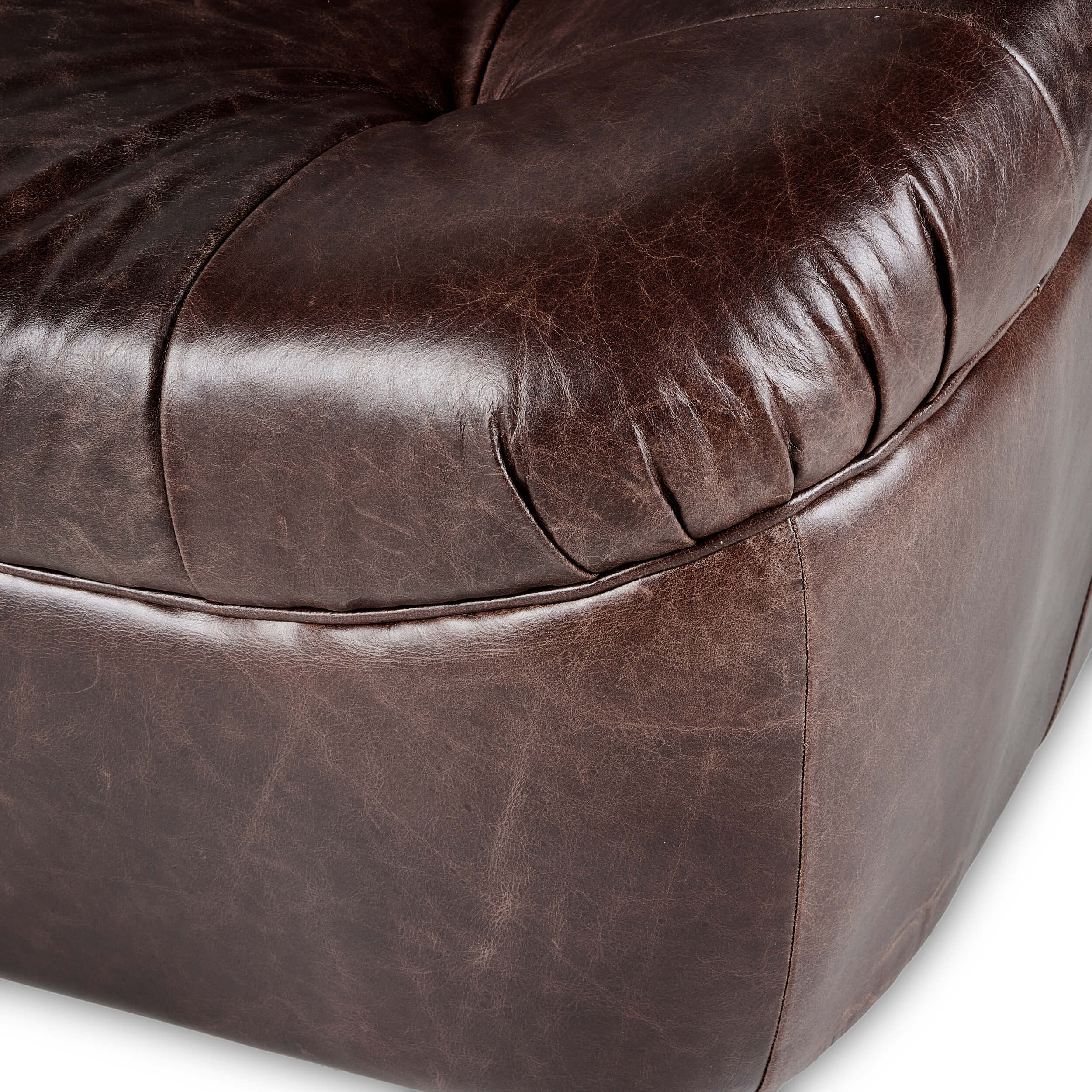 Farley Leather Sofa, Conroe Cigar by Four Hands - Image 5