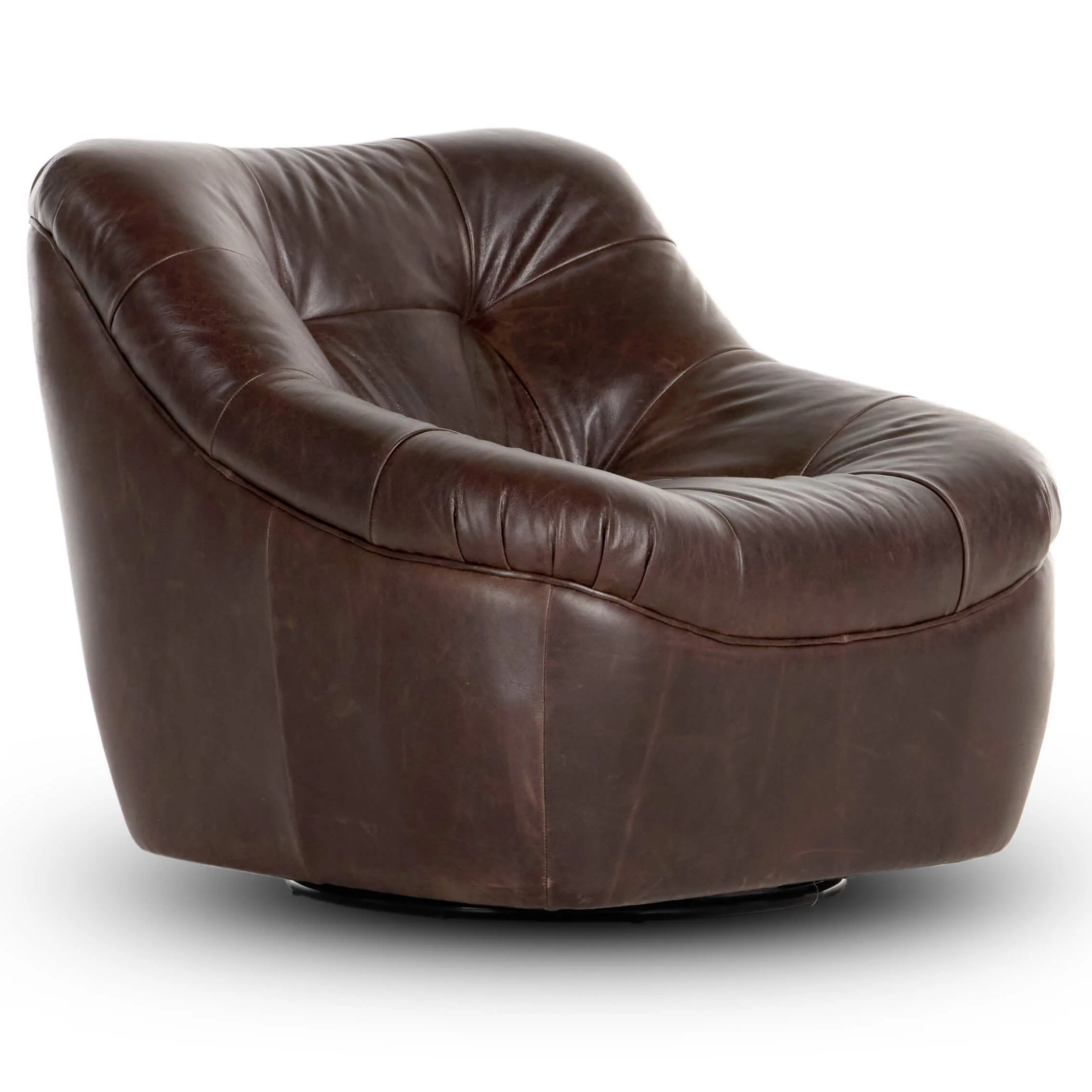 Farley Leather Swivel Chair, Conroe Cigar by Four Hands