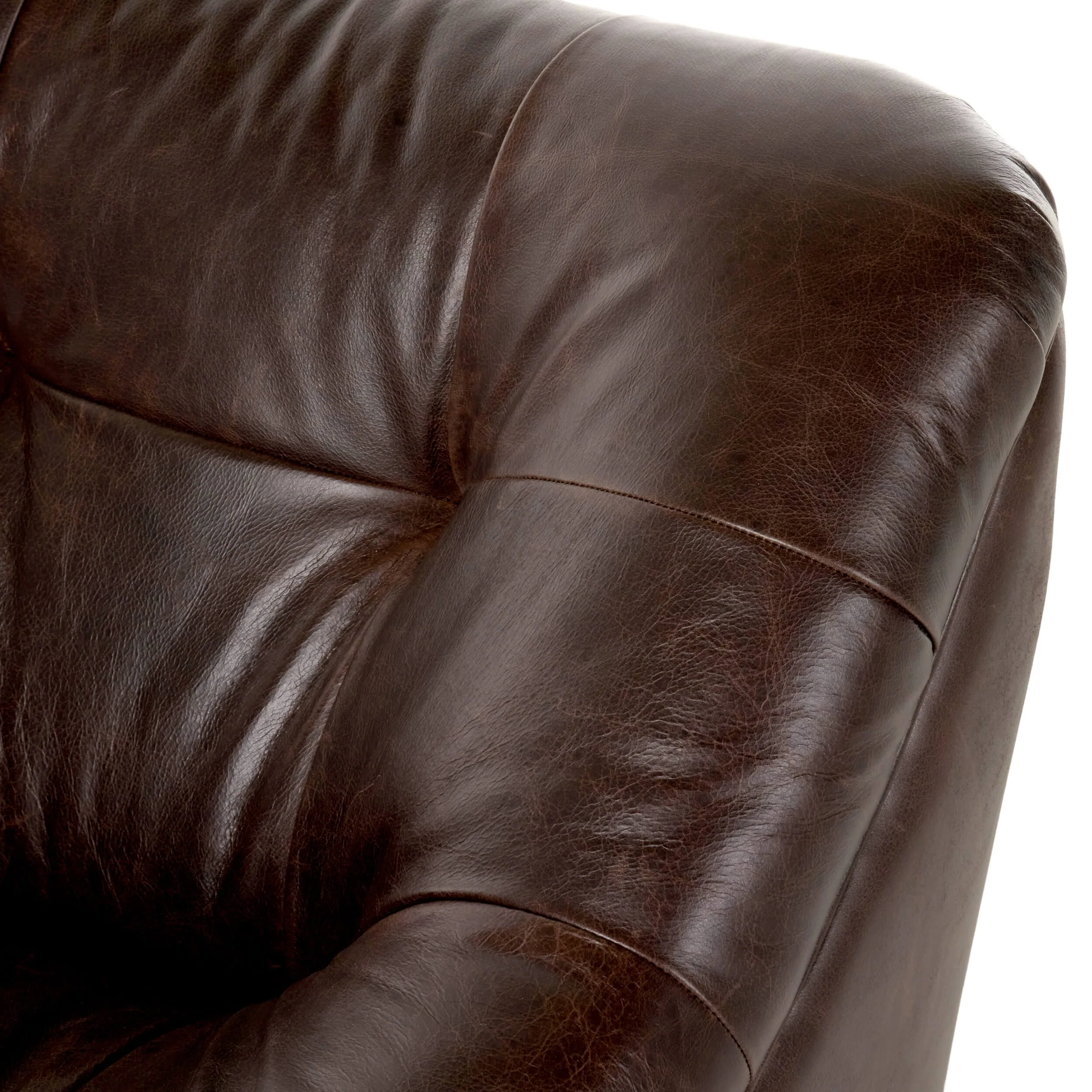 Farley Leather Swivel Chair, Conroe Cigar by Four Hands - Image 4