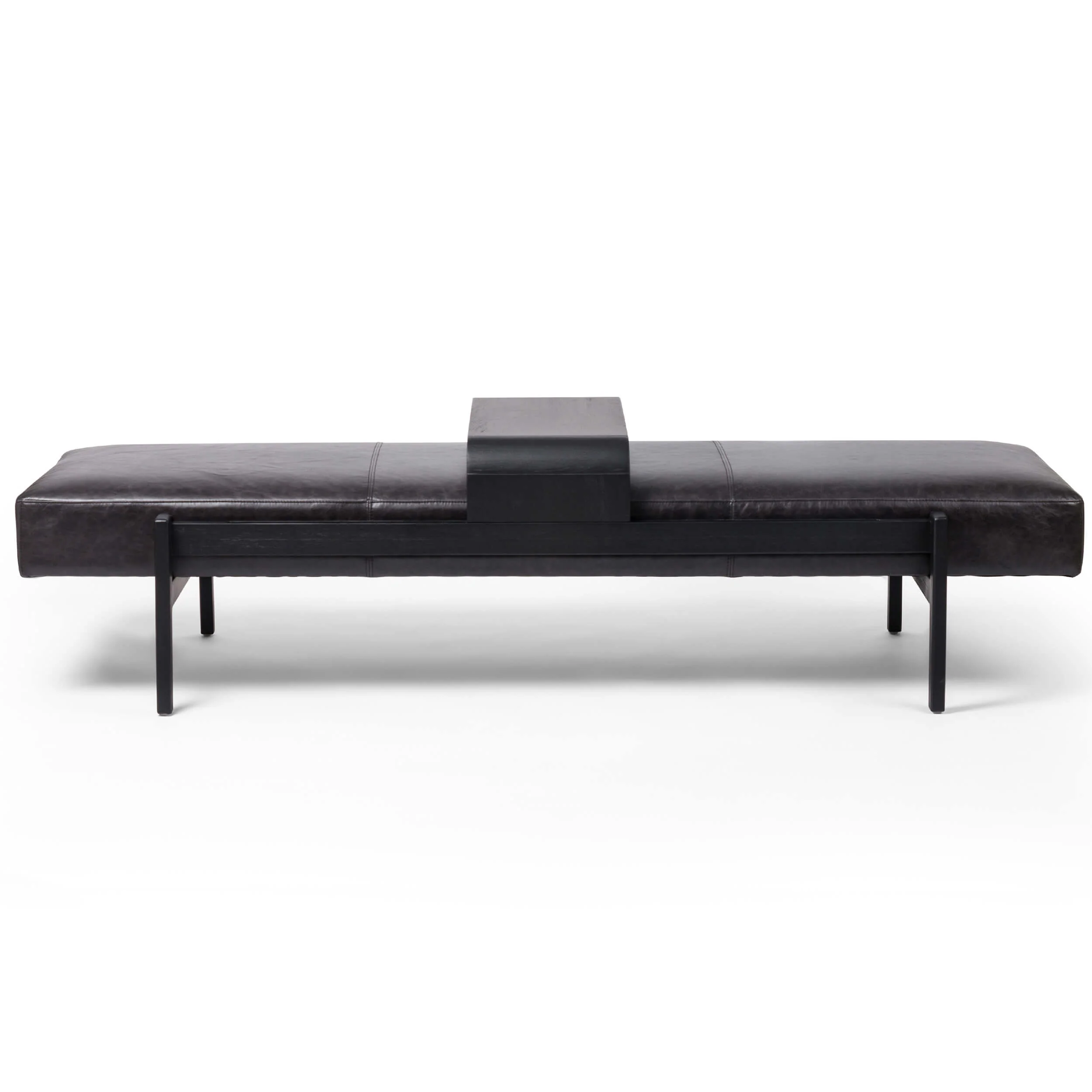 Fawkes Leather Bench, Brushed Ebony by Four Hands - Image 2