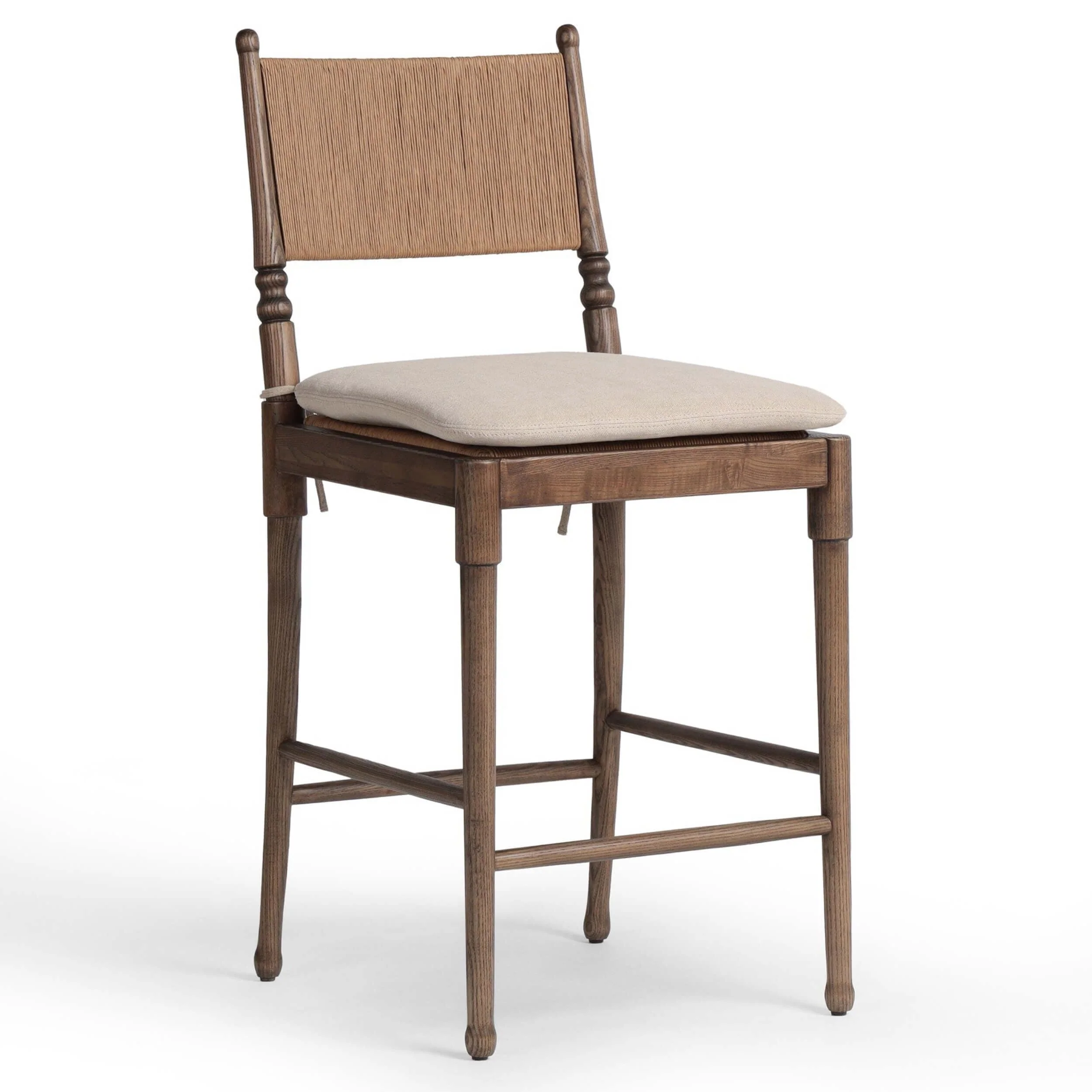 Fayth Bar & Counter Stool, Broadway Dune/Antique Walnut by Amber Lewis x Four Hands